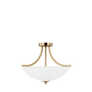 Geary 19" Medium 3-Light LED Semi-Flush Convertible Pendant, Satin Brass Finish - Bees Lighting