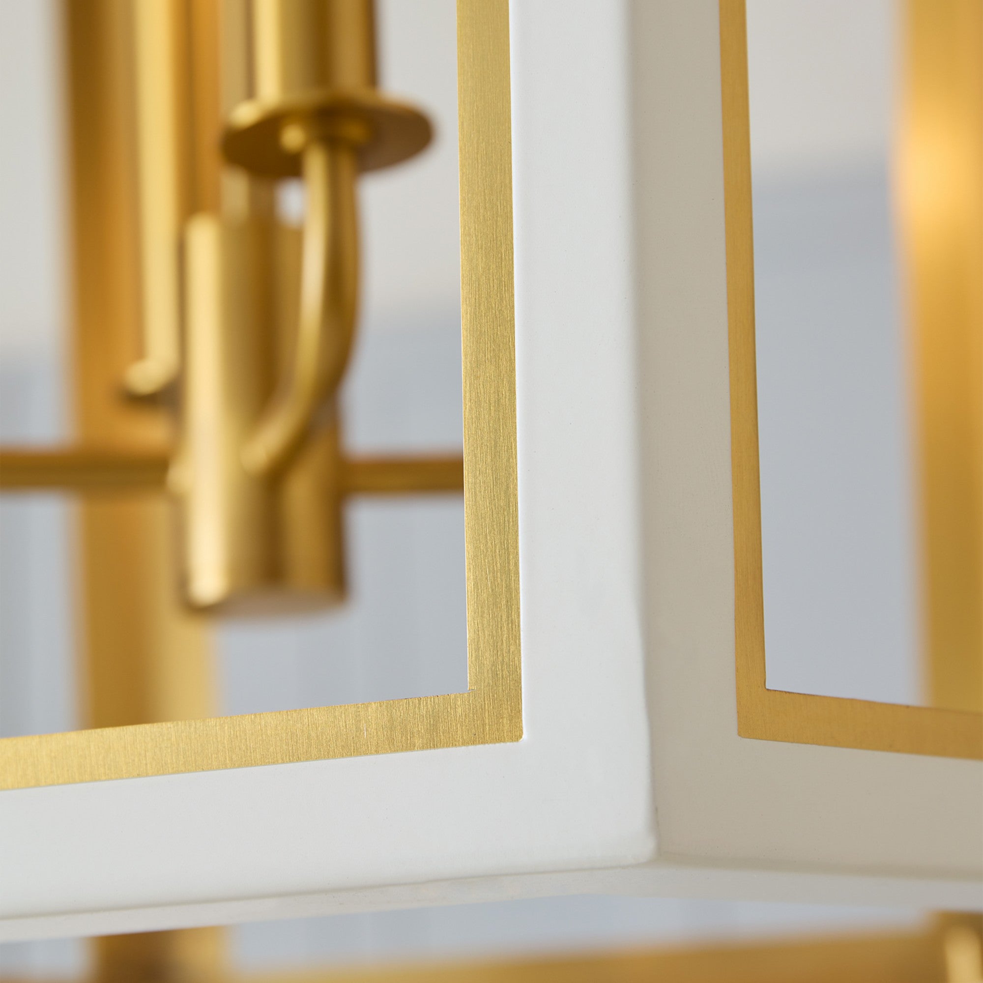 Curt 21" 4-Light Medium Lantern, White & Brass Finish - Bees Lighting