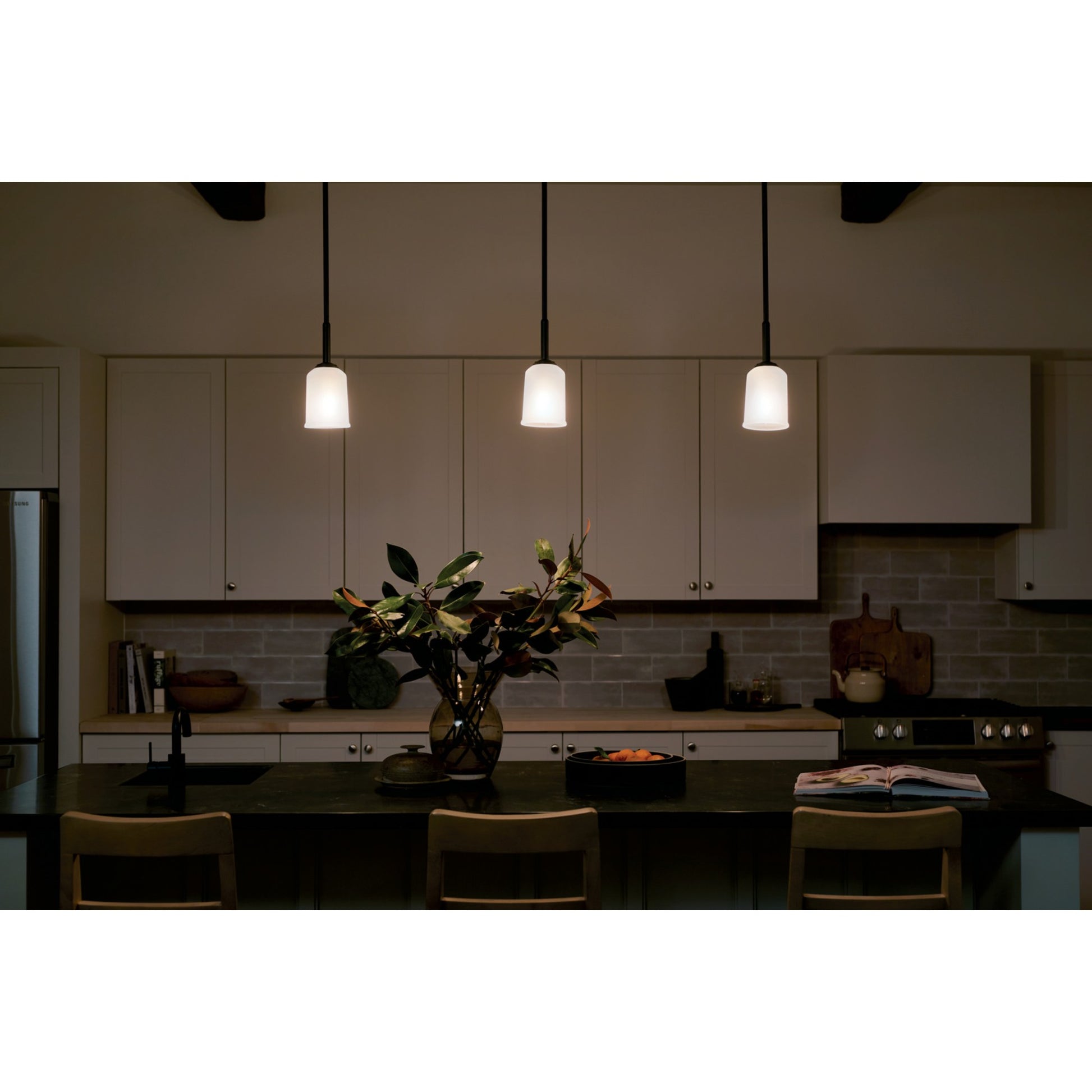 Shailene 5" Mini Pendant, Black Finish, Etched Glass - Bees Lighting