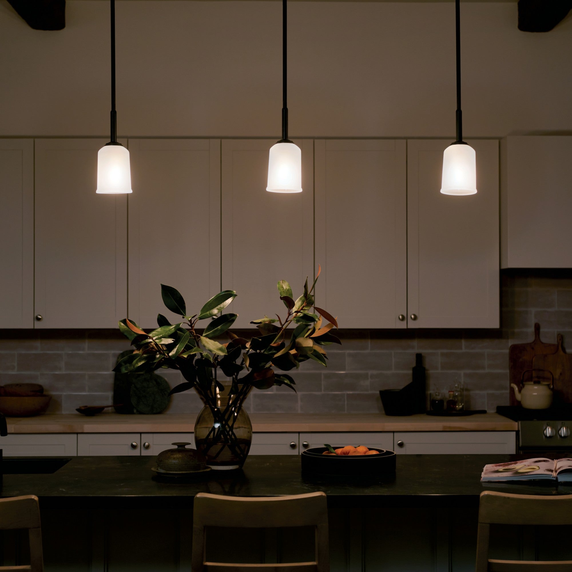 Shailene 5" Mini Pendant, Black Finish, Etched Glass - Bees Lighting
