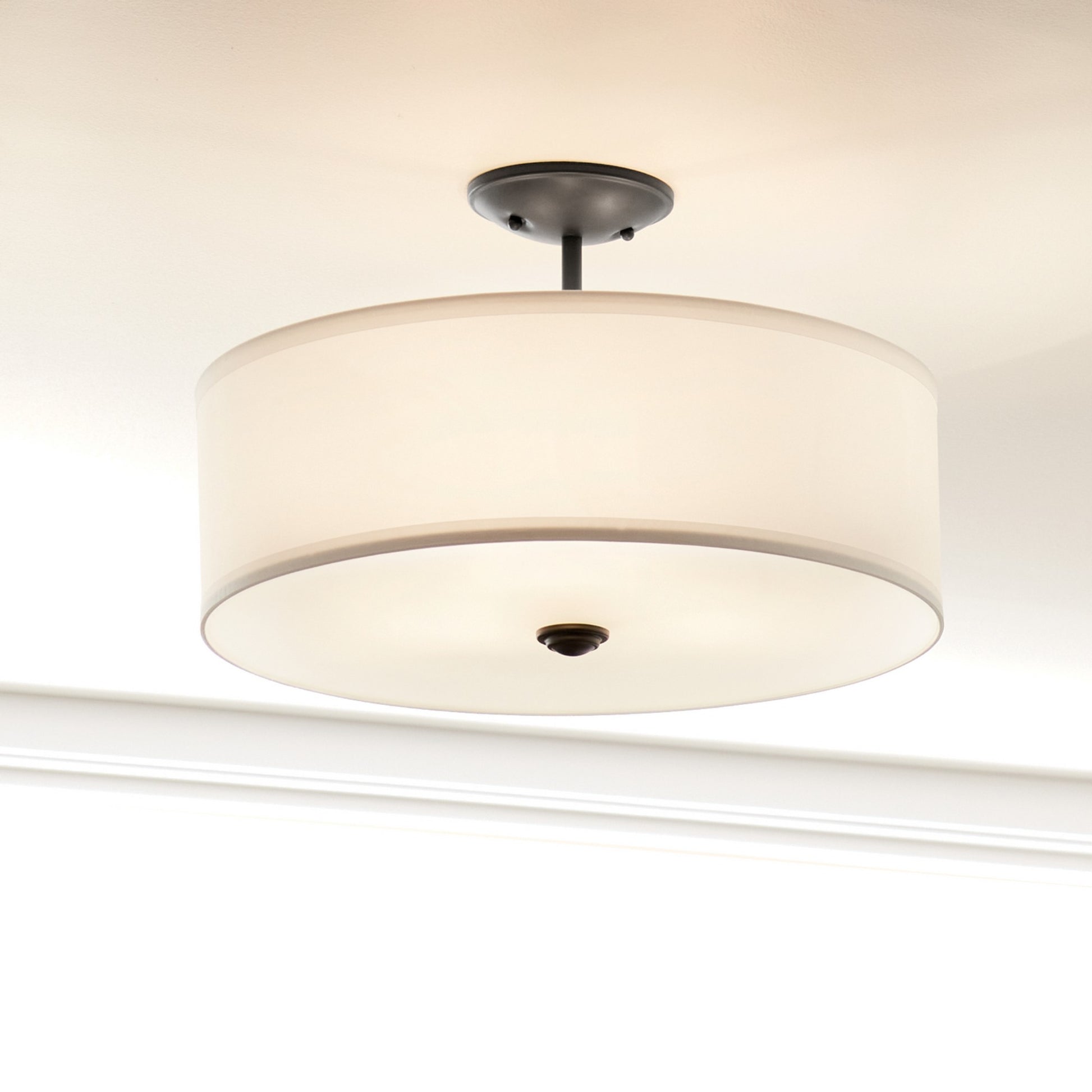 Shailene 14" 3-Light Round Semi-Flush Mount, Black Finish - Bees Lighting