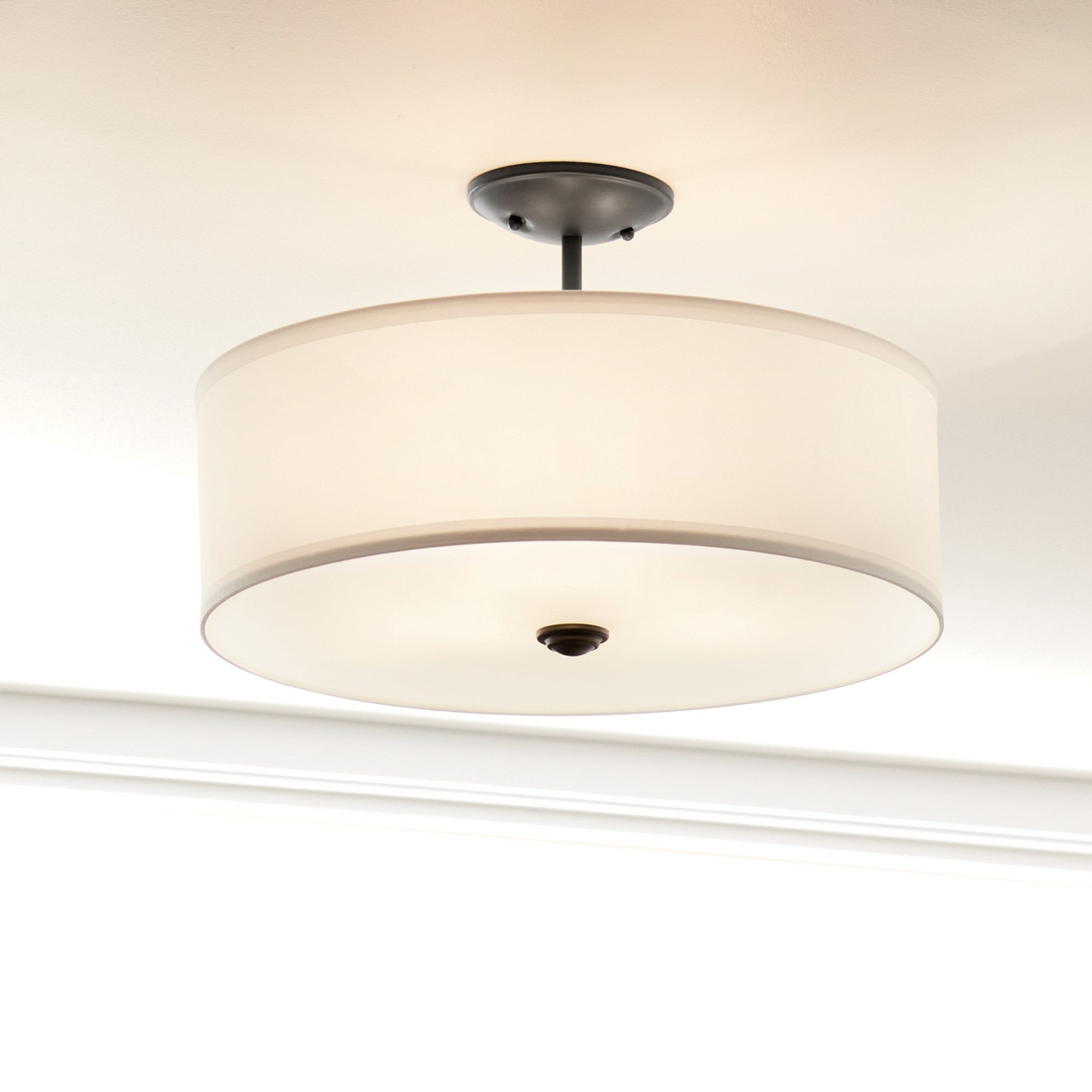 Shailene 14" 3-Light Round Semi-Flush Mount, Black Finish - Bees Lighting