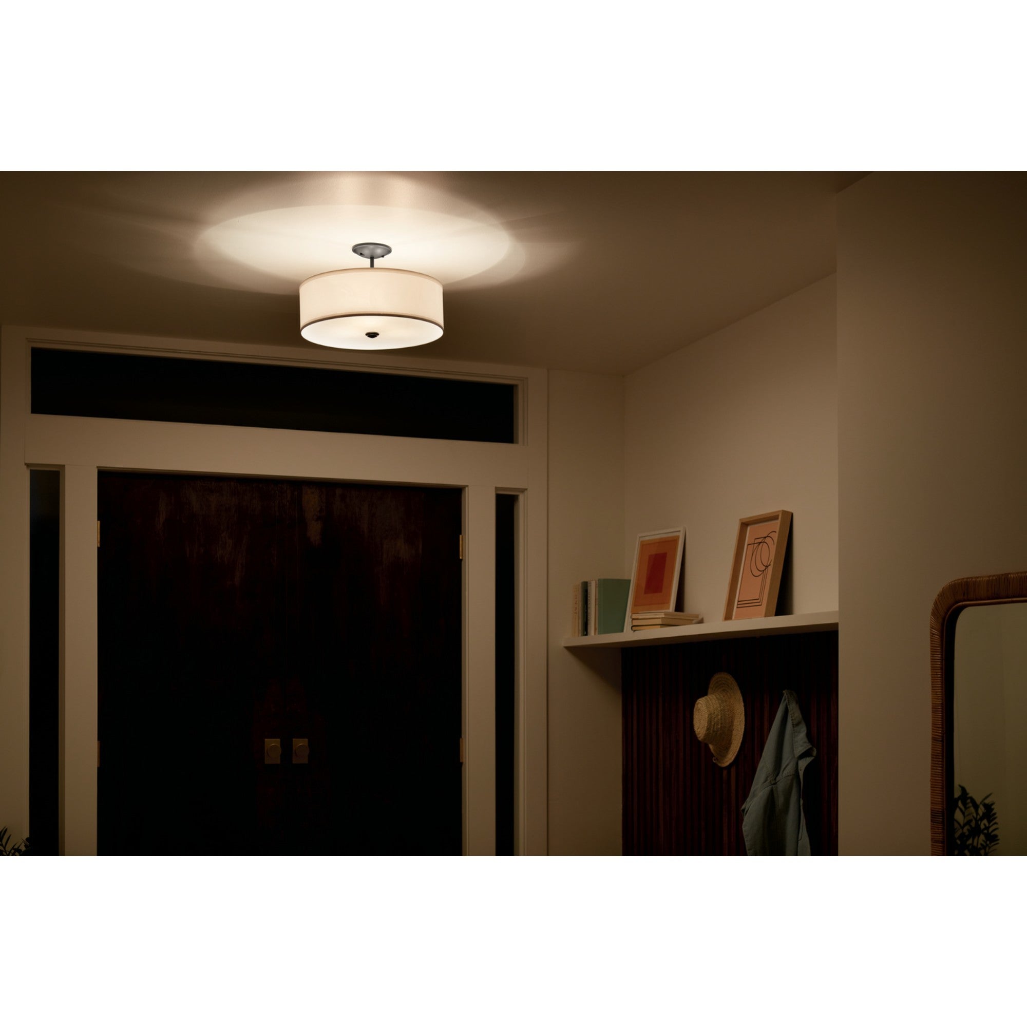 Shailene 14" 3-Light Round Semi-Flush Mount, Black Finish - Bees Lighting