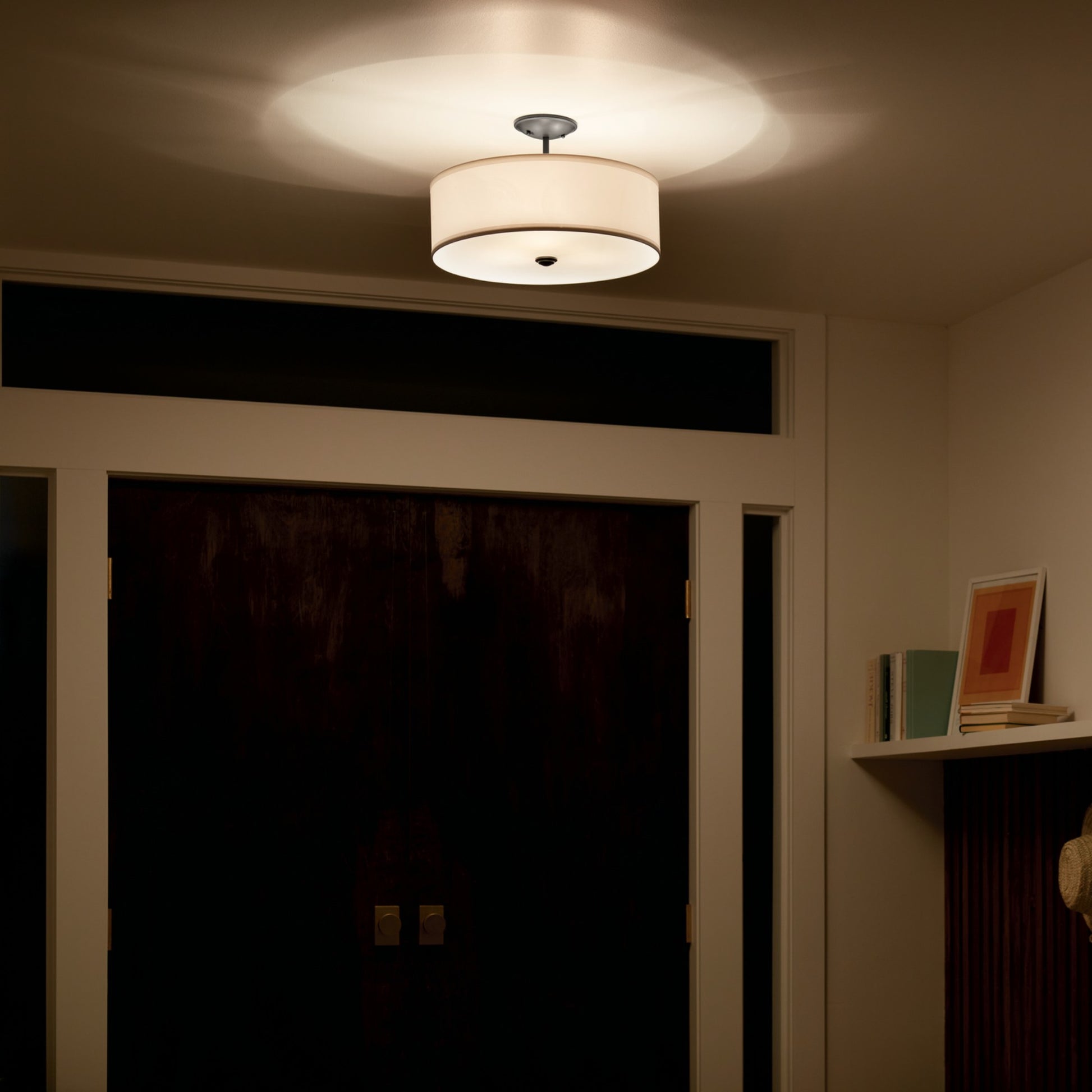 Shailene 14" 3-Light Round Semi-Flush Mount, Black Finish - Bees Lighting