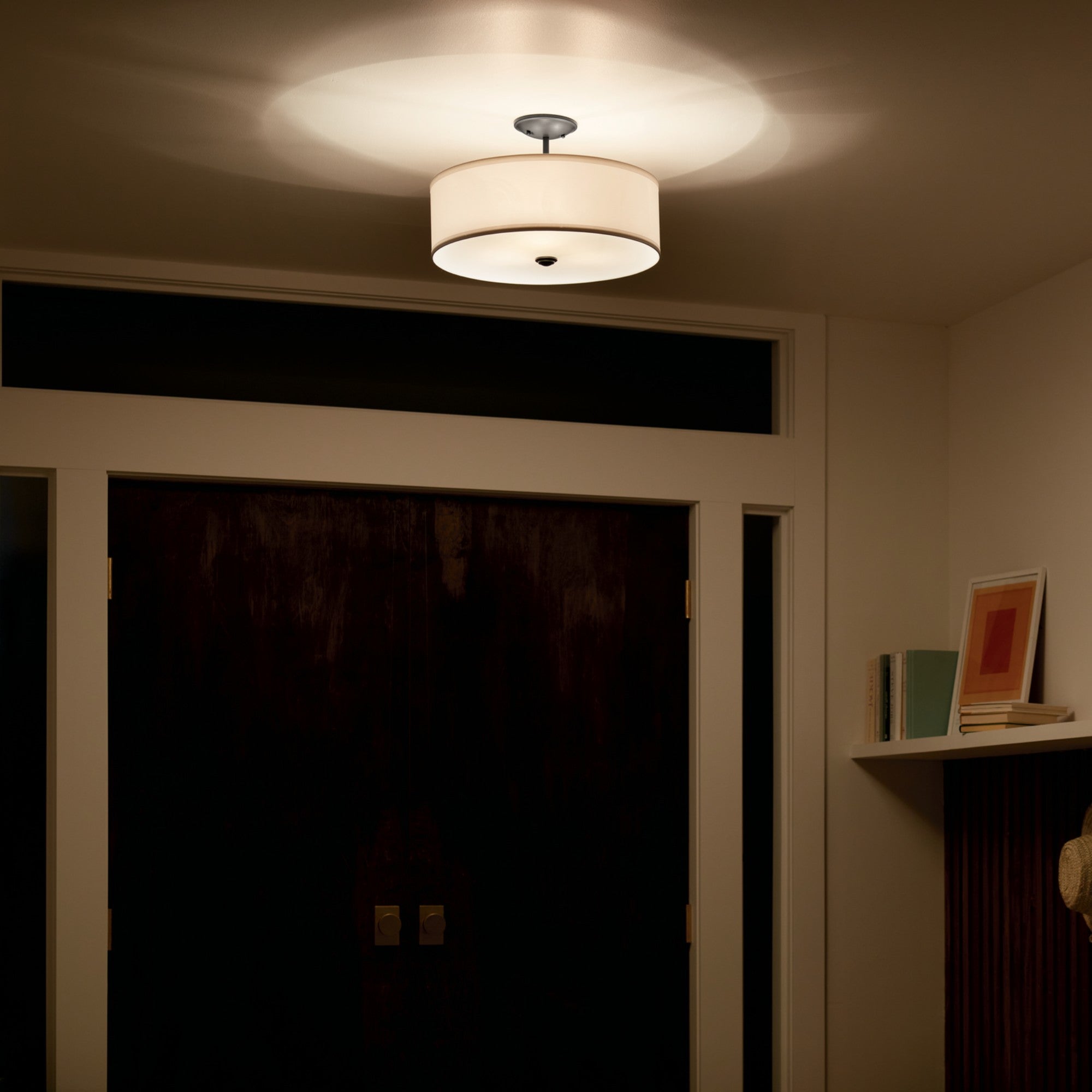 Shailene 14" 3-Light Round Semi-Flush Mount, Black Finish - Bees Lighting