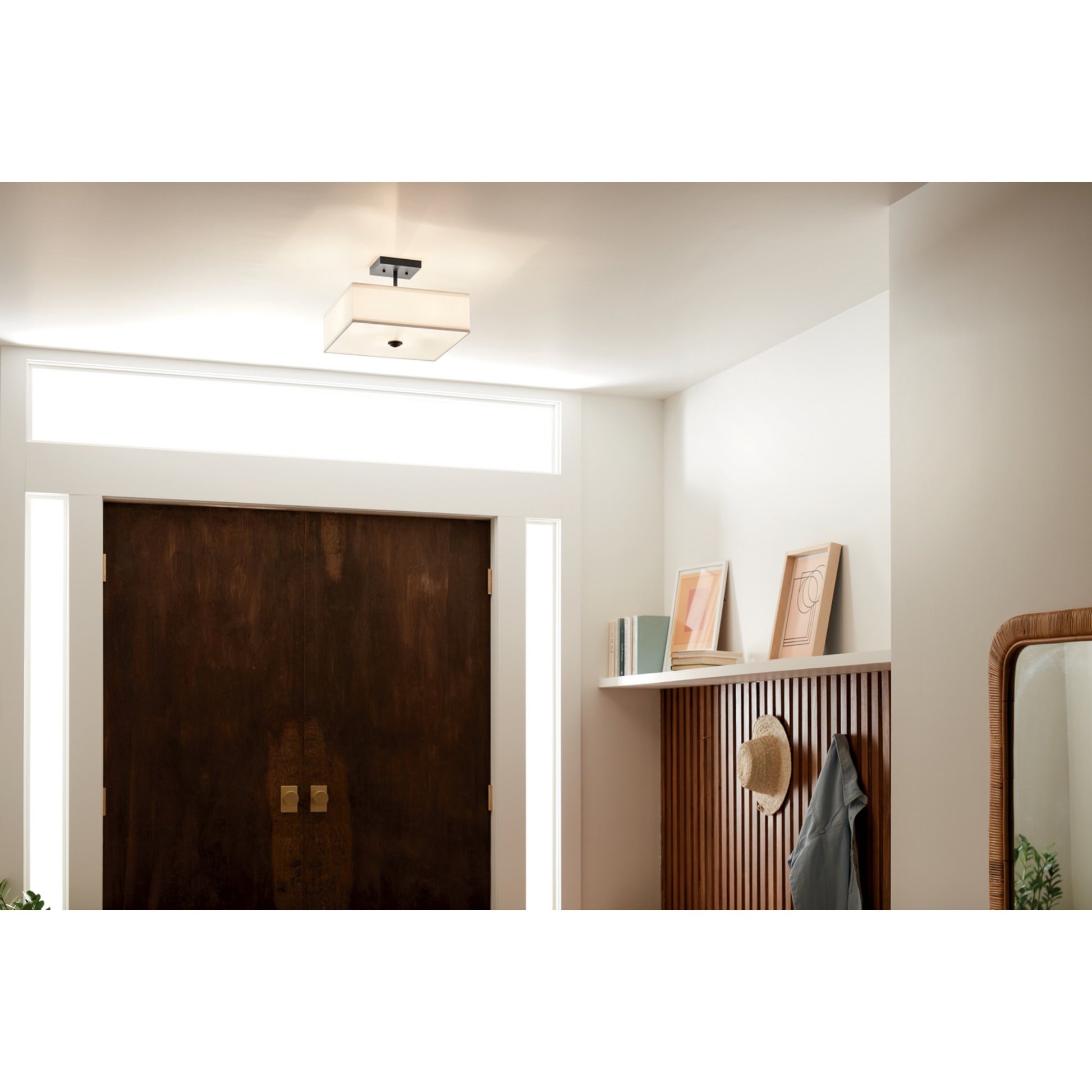 Shailene 14" 3-Light Square Semi-Flush Mount, Black Finish - Bees Lighting
