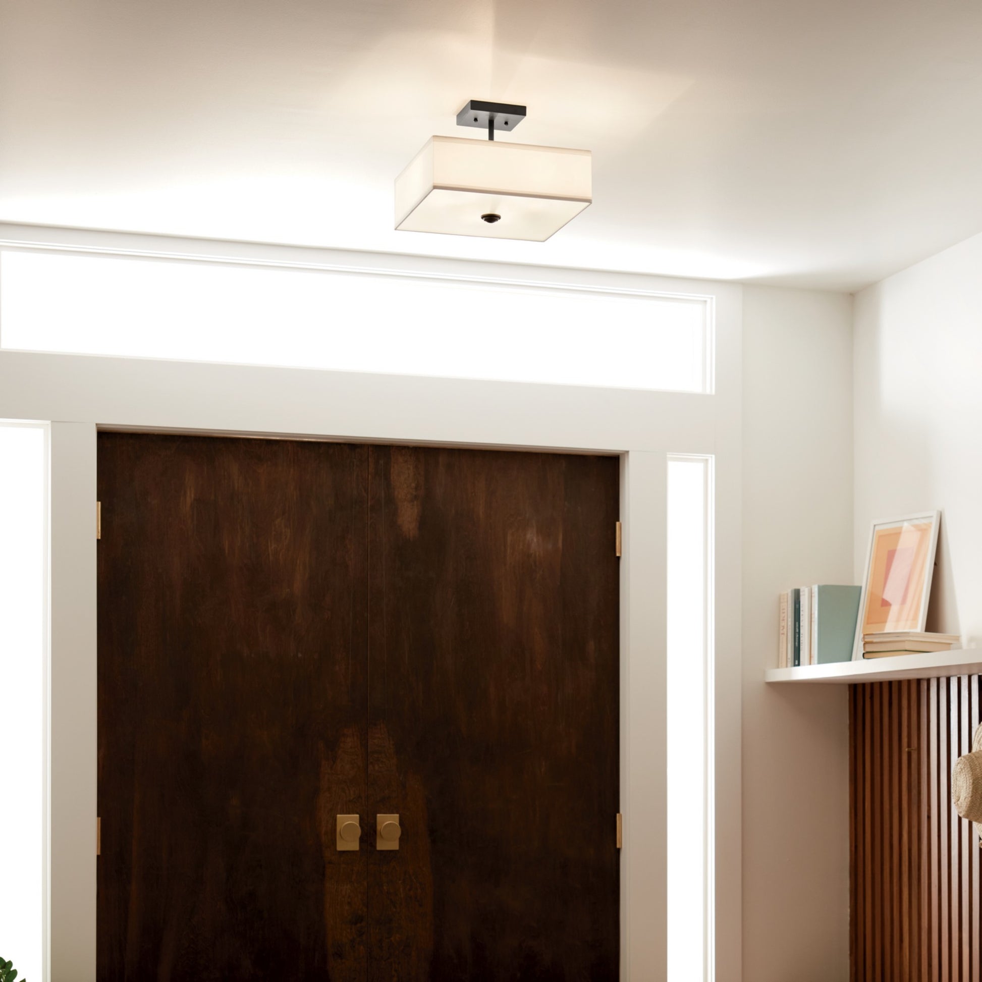 Shailene 14" 3-Light Square Semi-Flush Mount, Black Finish - Bees Lighting