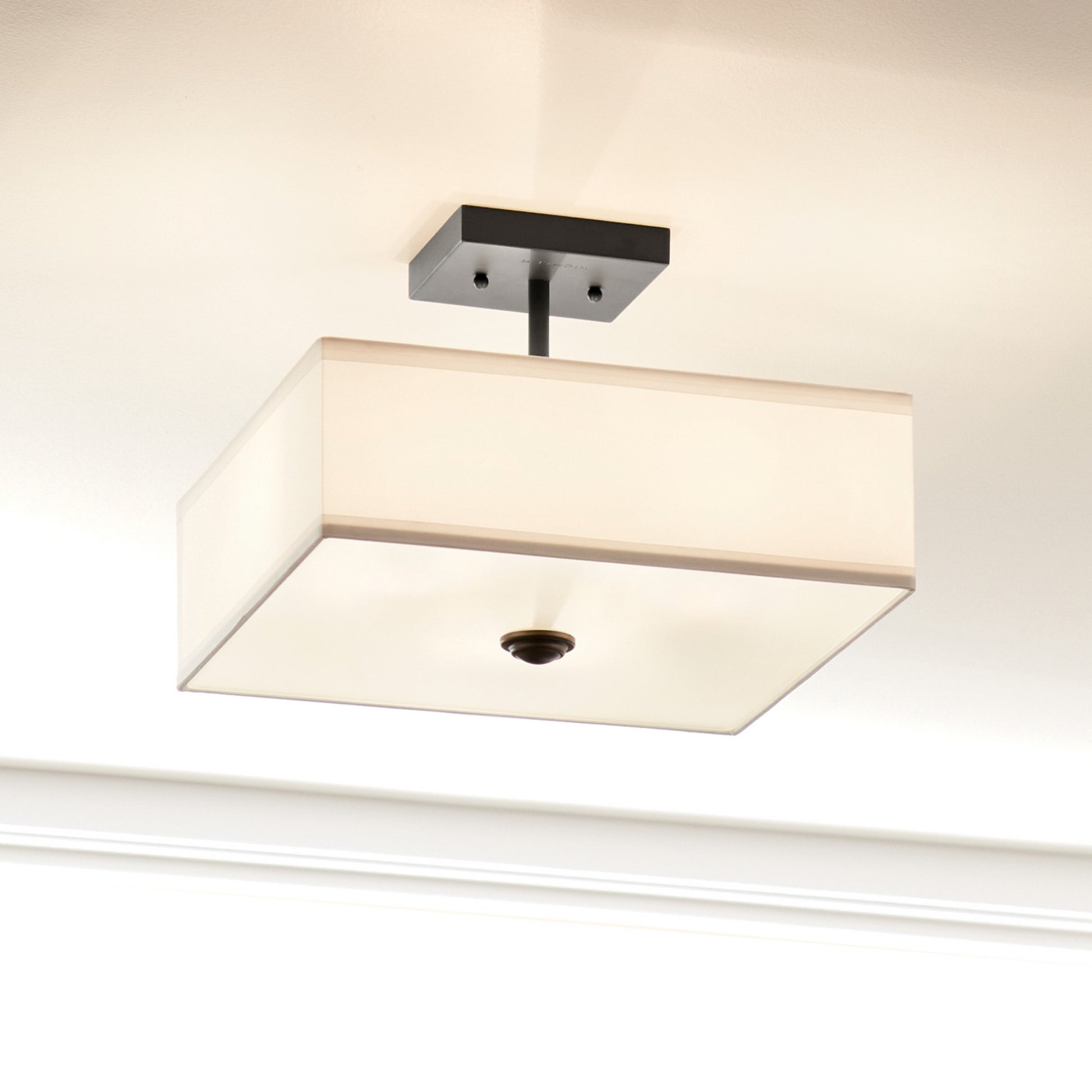 Shailene 14" 3-Light Square Semi-Flush Mount, Black Finish - Bees Lighting