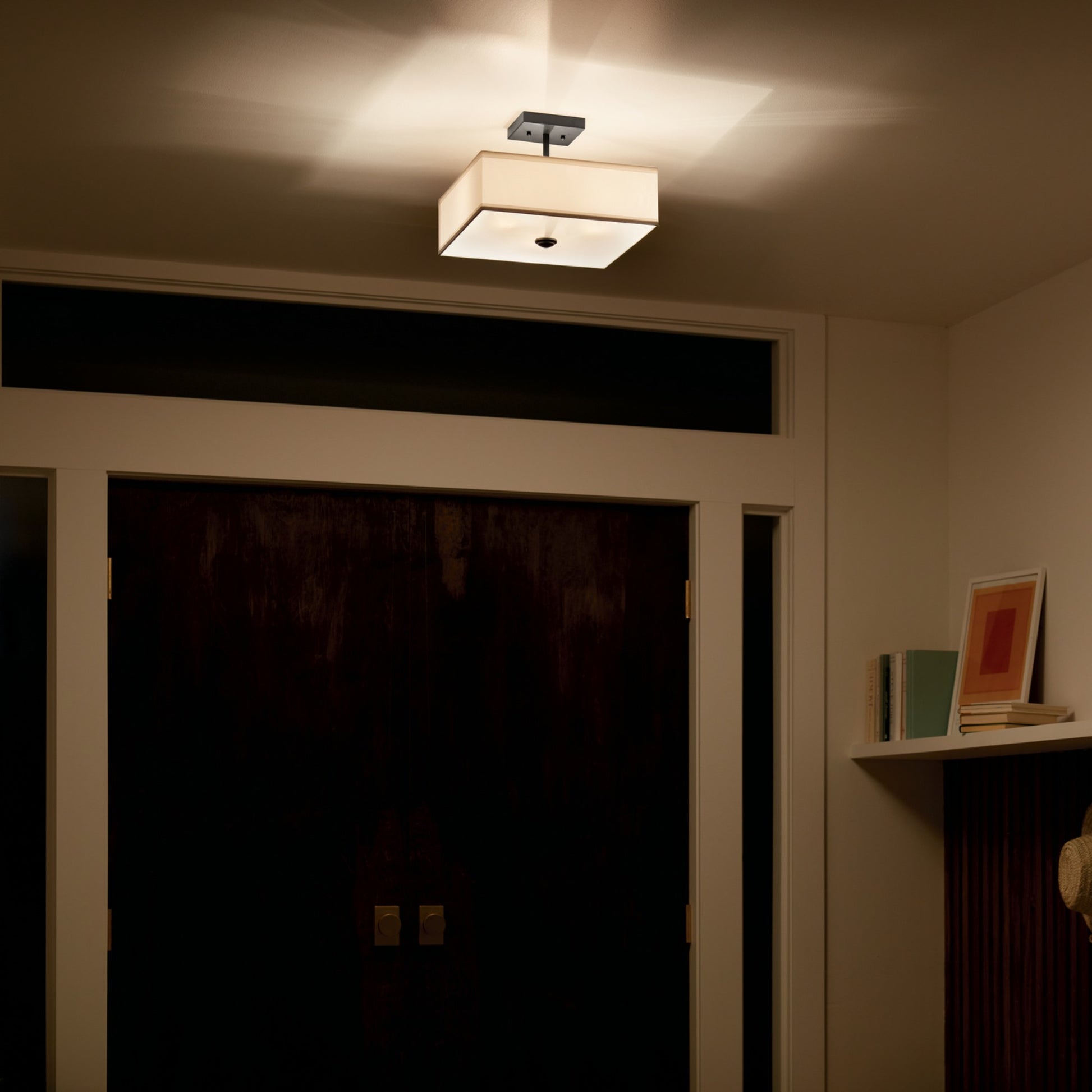 Shailene 14" 3-Light Square Semi-Flush Mount, Black Finish - Bees Lighting