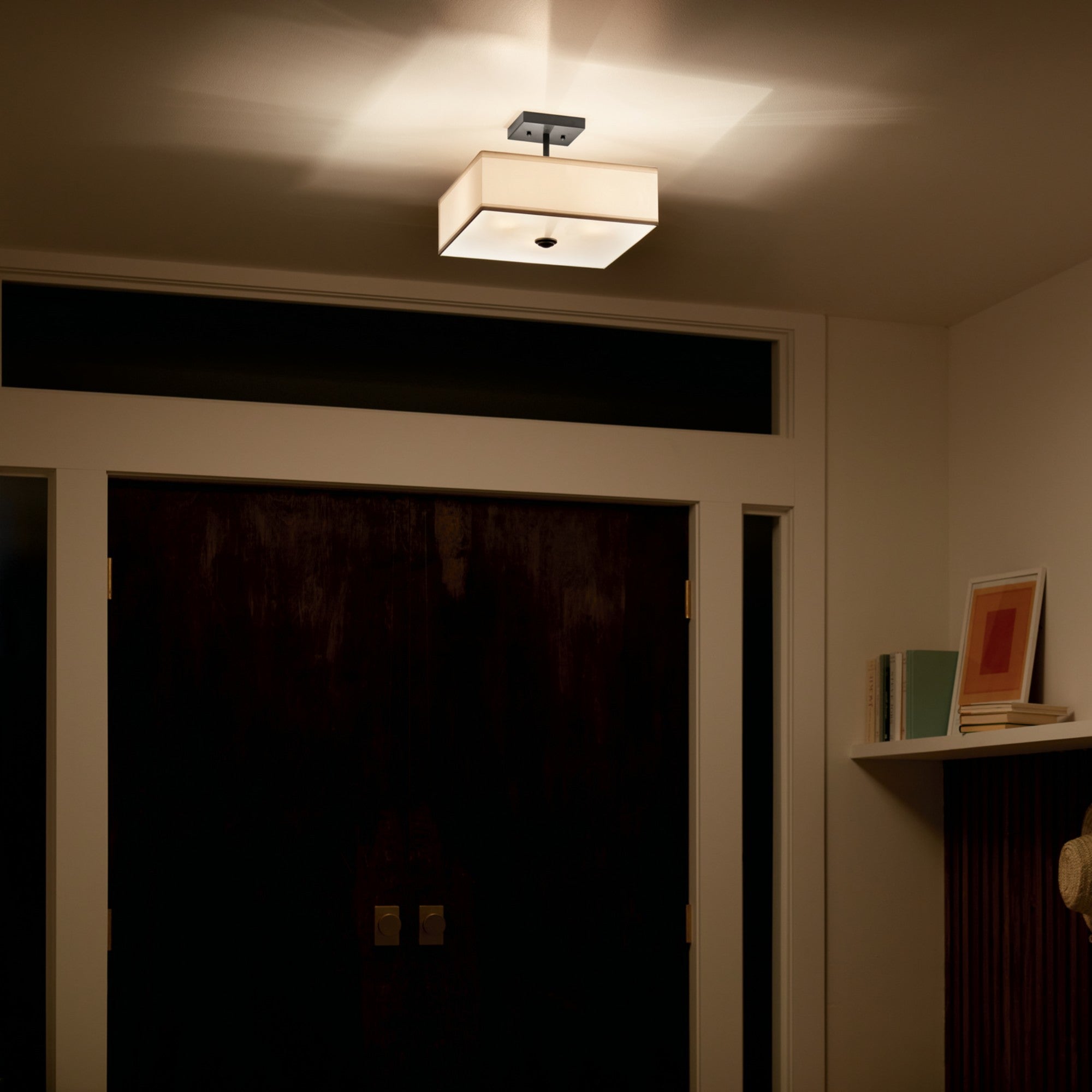 Shailene 14" 3-Light Square Semi-Flush Mount, Black Finish - Bees Lighting