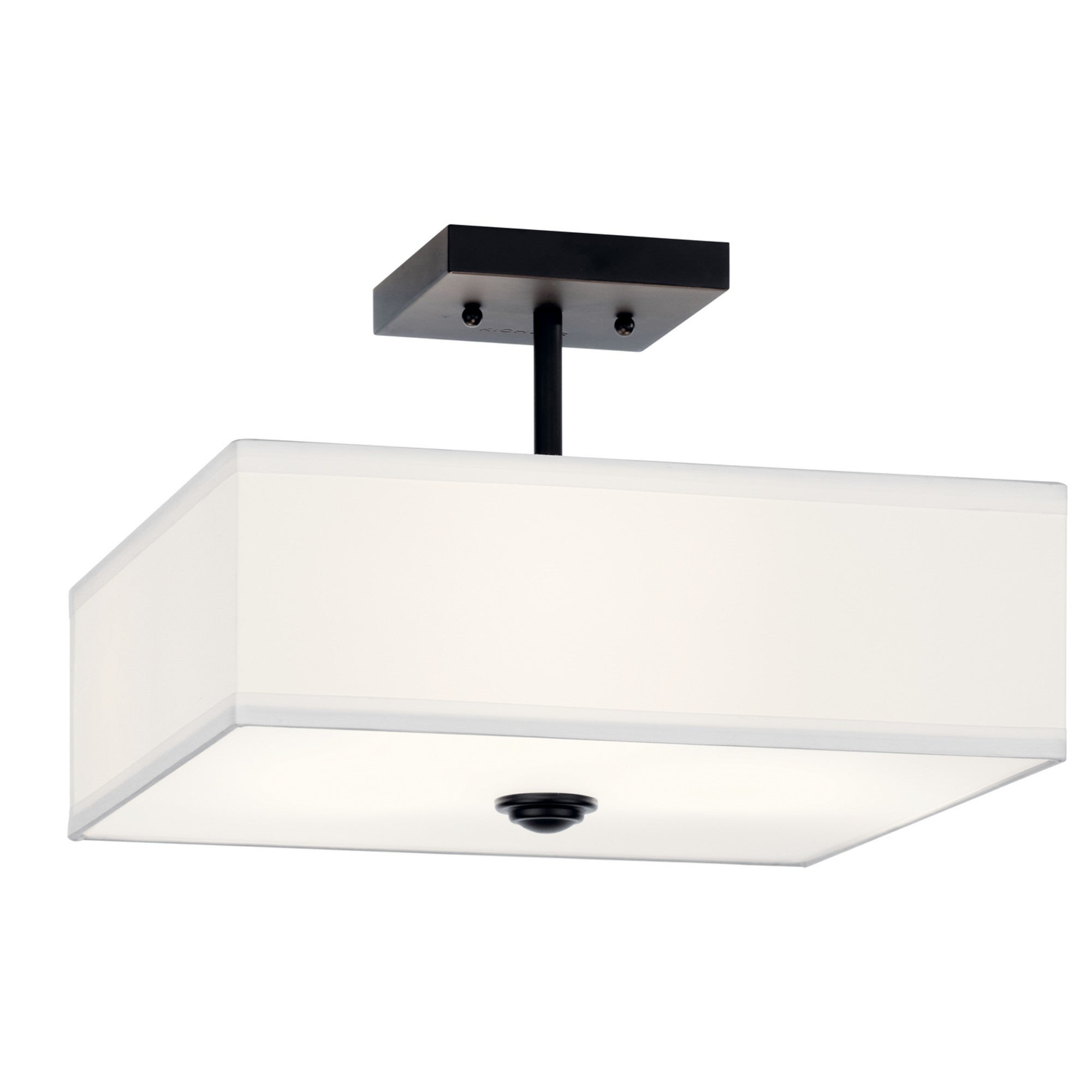 Shailene 14" 3-Light Square Semi-Flush Mount, Black Finish