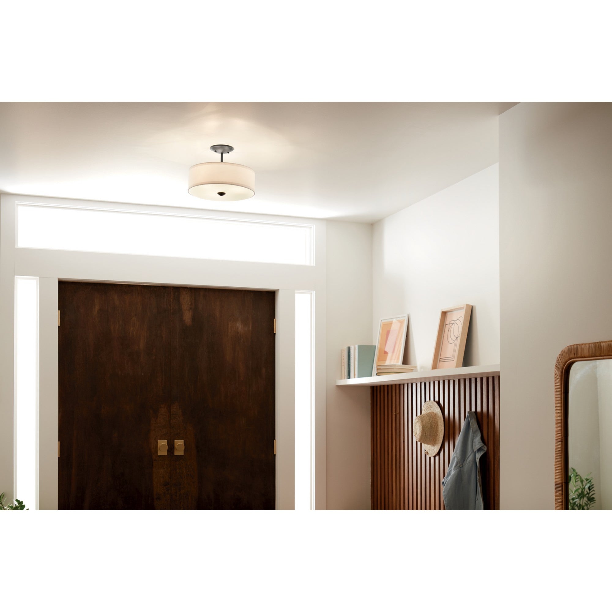 Shailene 18" 3-Light Round Semi-Flush Mount, Black Finish - Bees Lighting