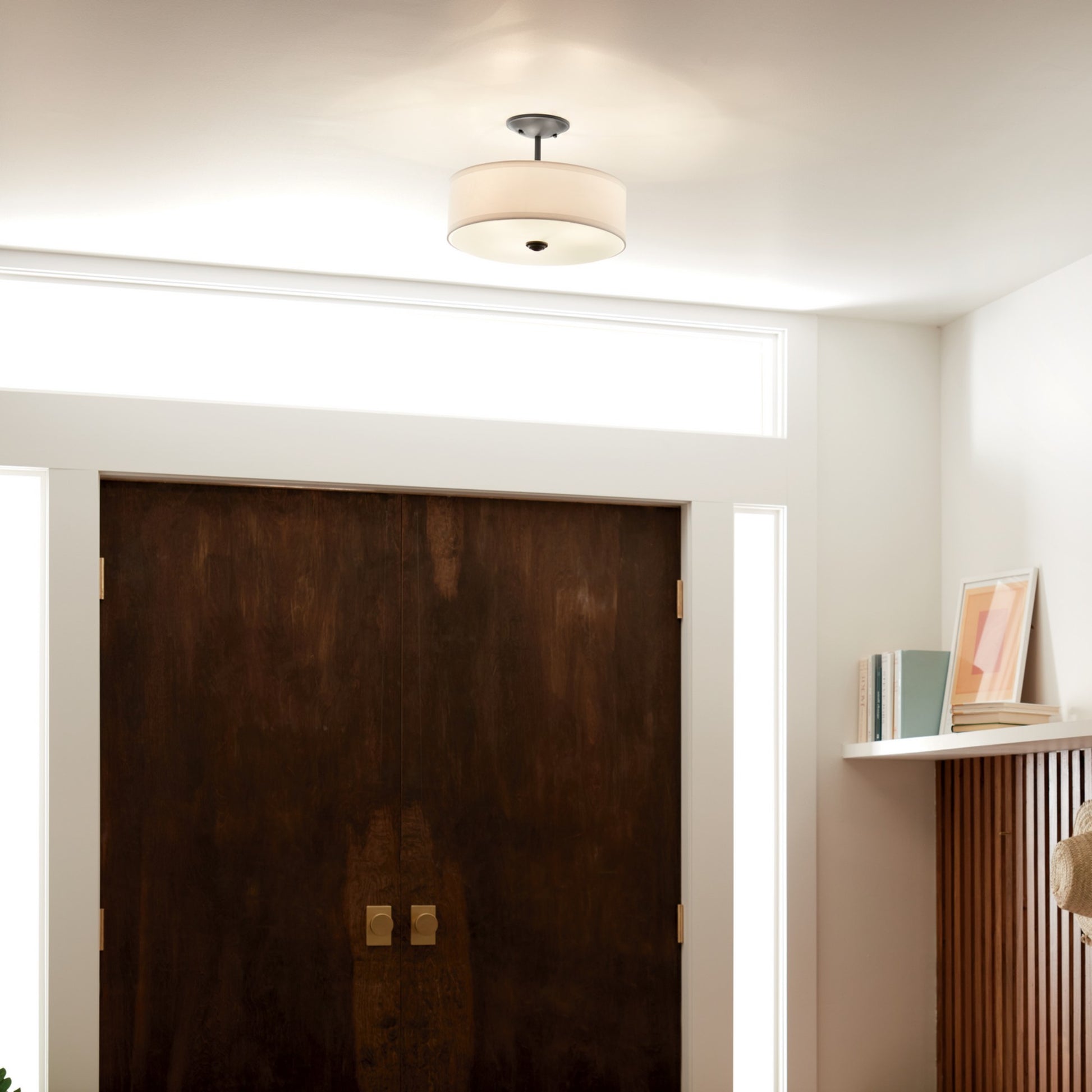 Shailene 18" 3-Light Round Semi-Flush Mount, Black Finish - Bees Lighting
