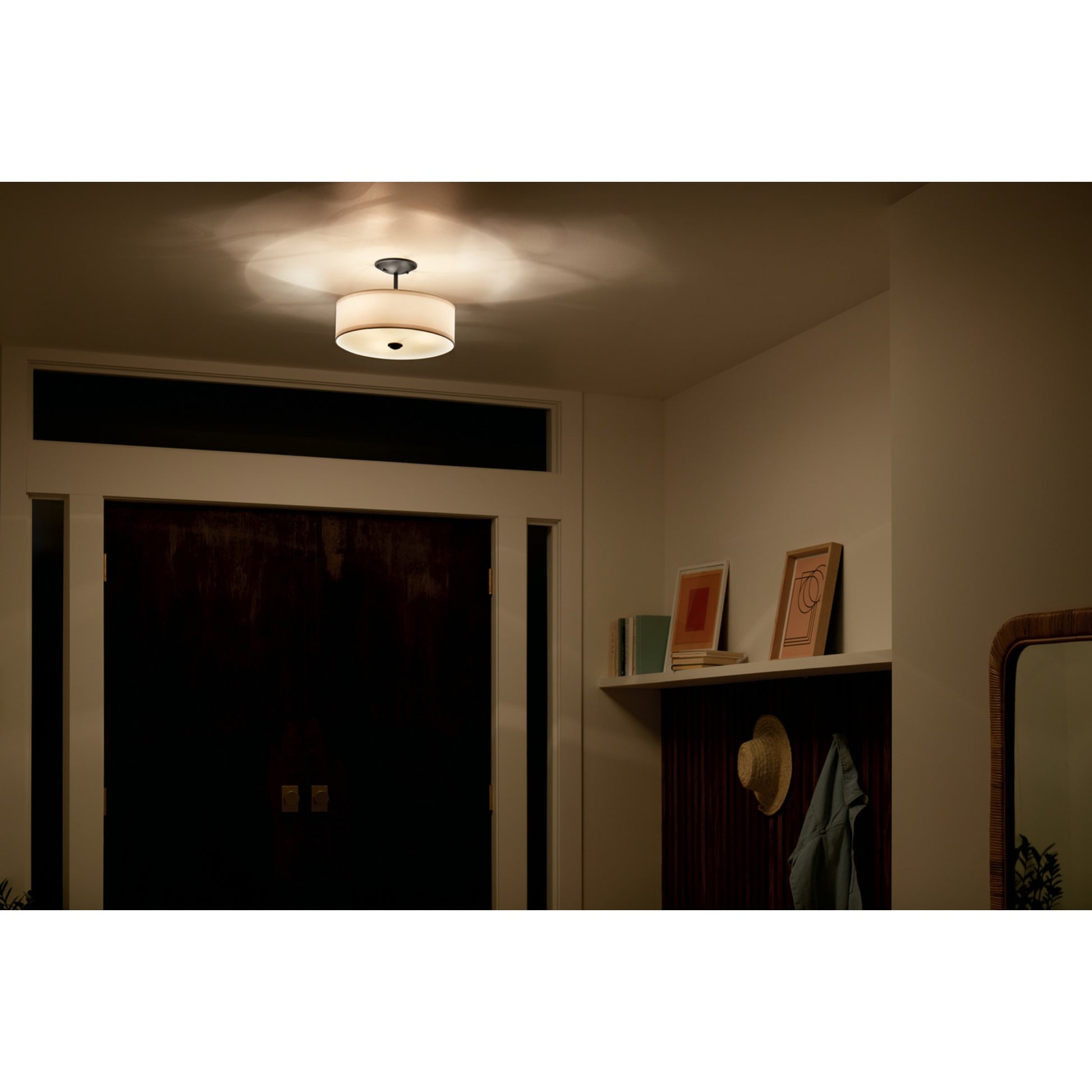 Shailene 18" 3-Light Round Semi-Flush Mount, Black Finish - Bees Lighting
