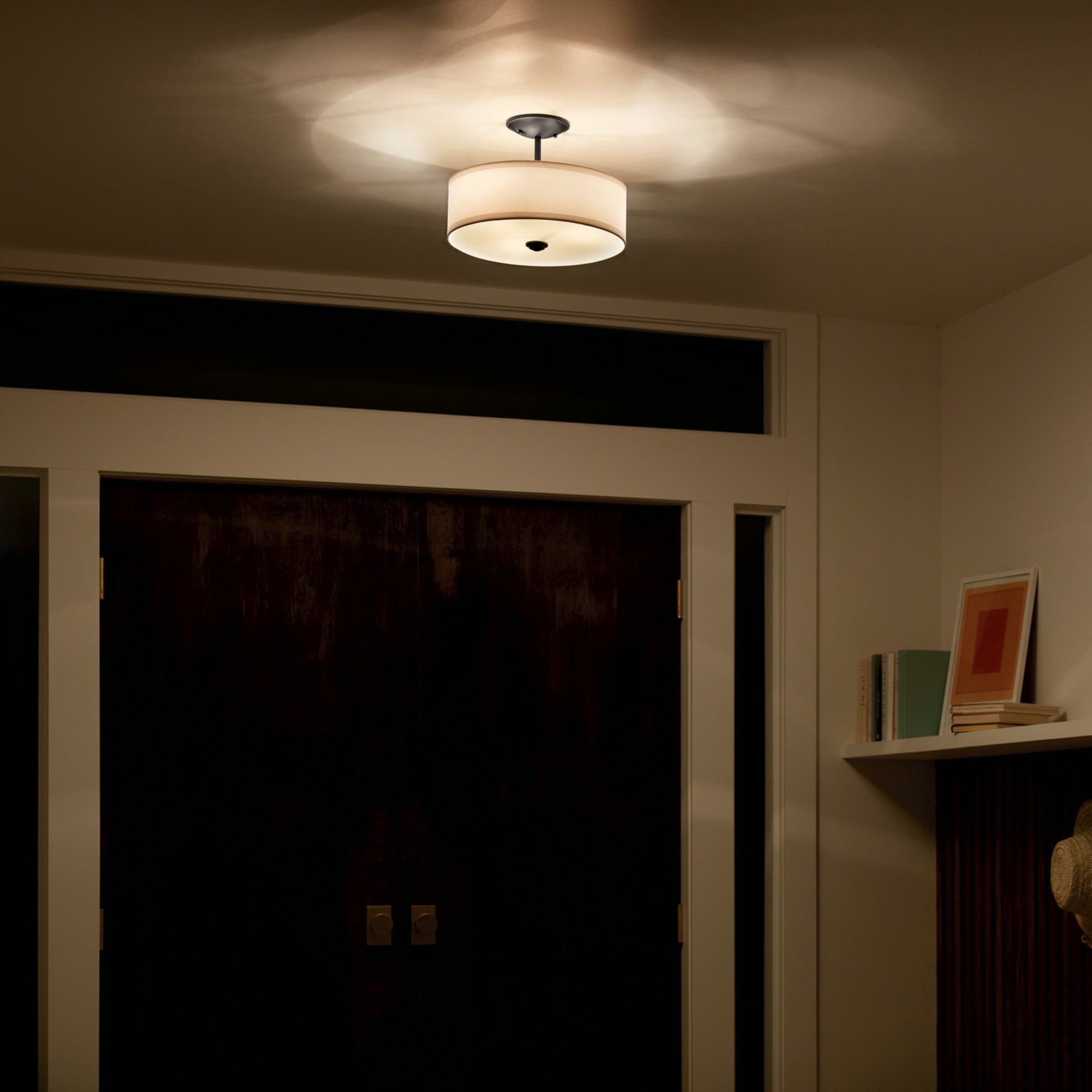 Shailene 18" 3-Light Round Semi-Flush Mount, Black Finish - Bees Lighting