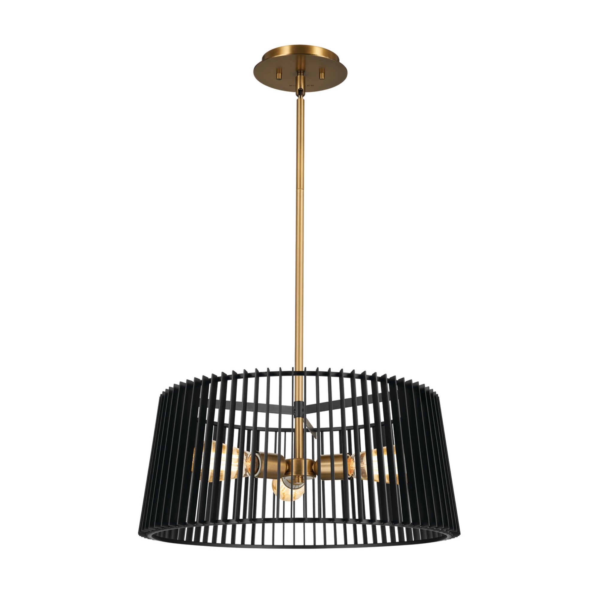 Linara 19 in. 3 Lights Convertible Pendant/Semi Flush Mount Light Black finish