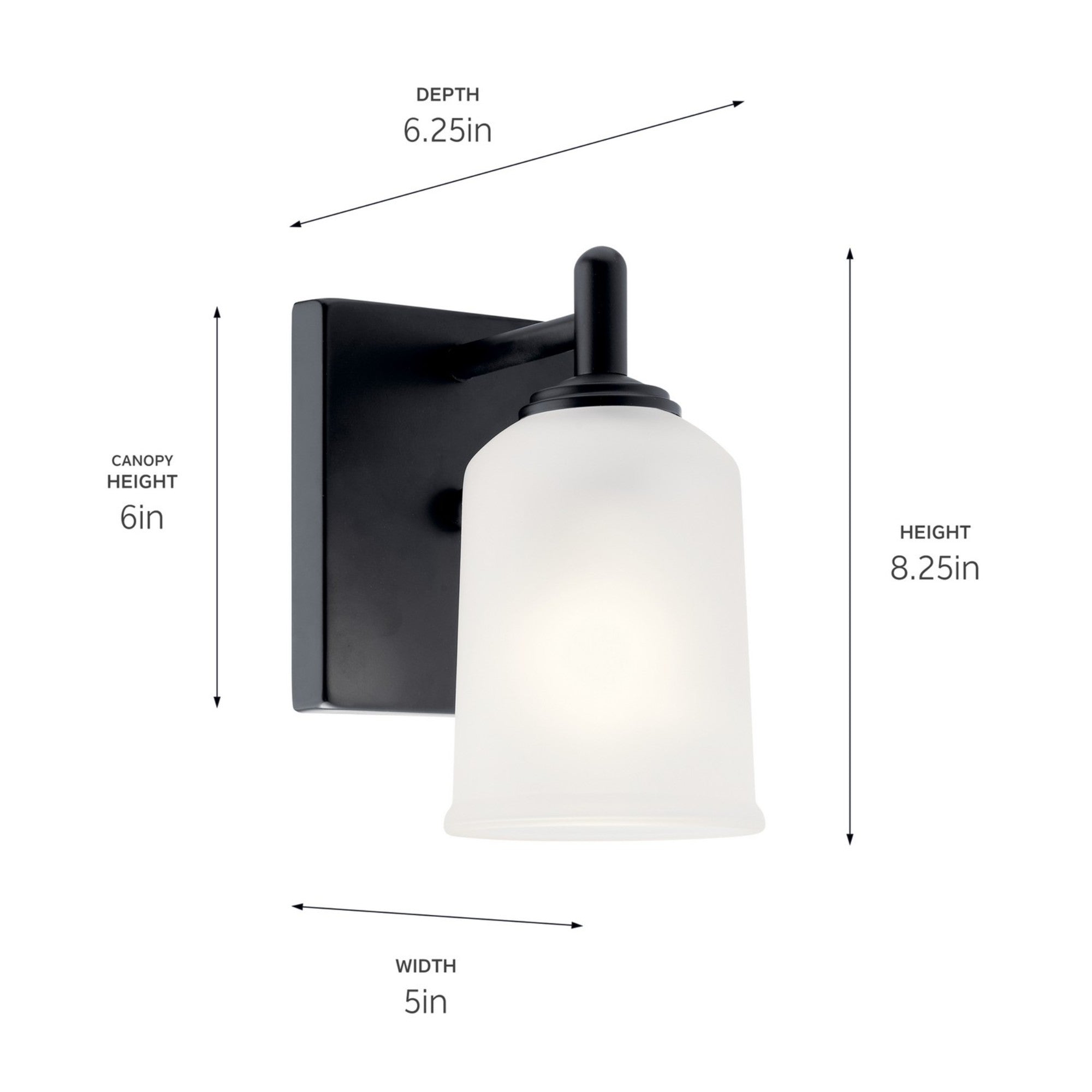 Shailene 5" Wall Sconce, Black Finish, Etched Glass - Bees Lighting