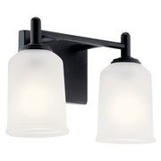 Shailene 13" 2-Light Bath Vanity Light, Black Finish, Etched Glass - Bees Lighting