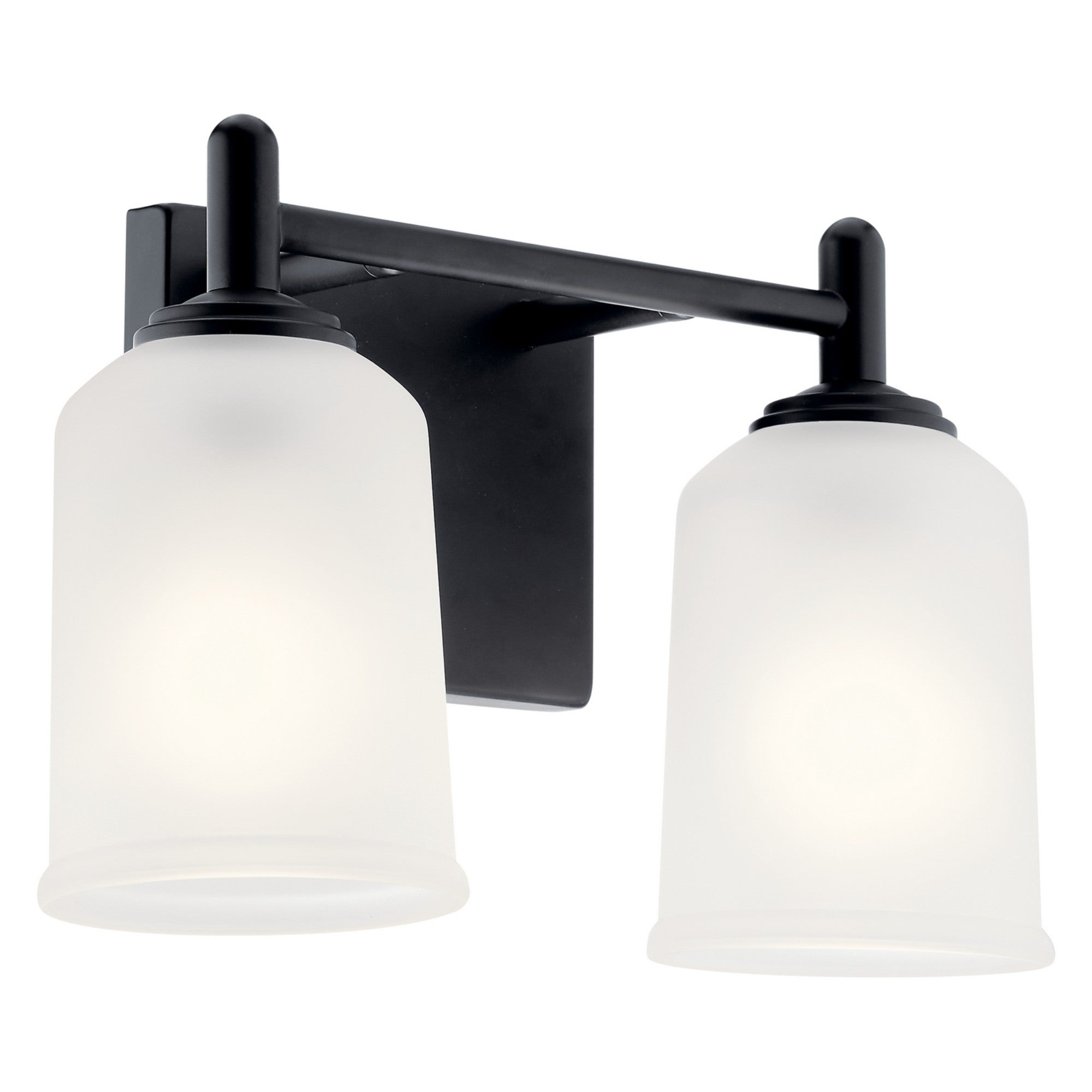 Shailene 13" 2-Light Bath Vanity Light, Black Finish, Etched Glass - Bees Lighting