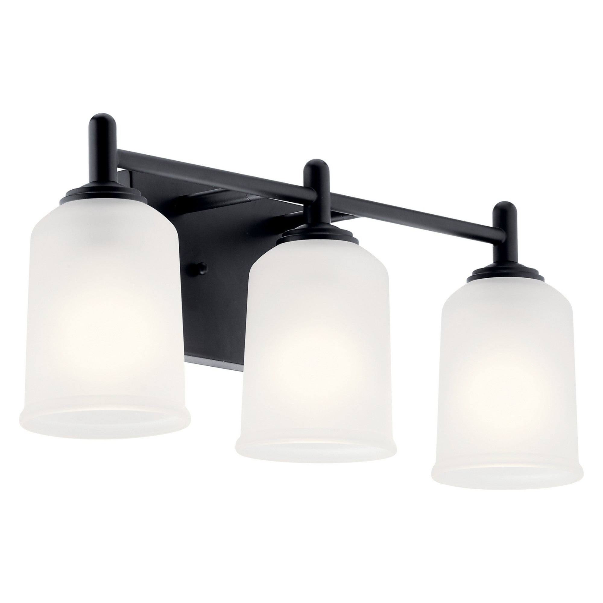 Shailene 21" 3-Light Bath Vanity Light, Black Finish, Etched Glass - Bees Lighting
