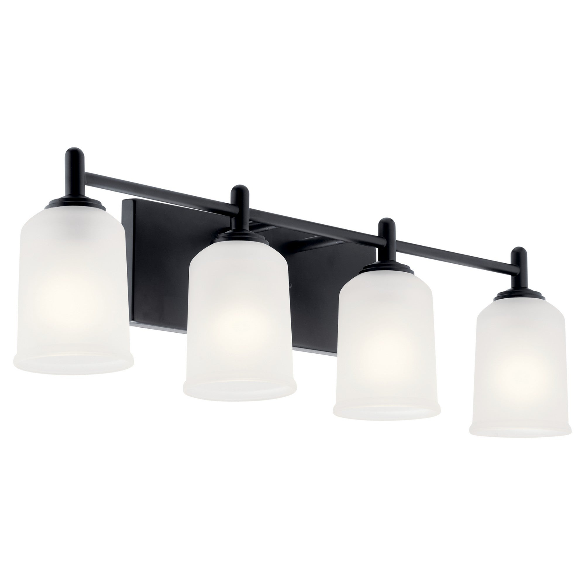Shailene 30" 4-Light Bath Vanity Light, Black Finish, Etched Glass - Bees Lighting