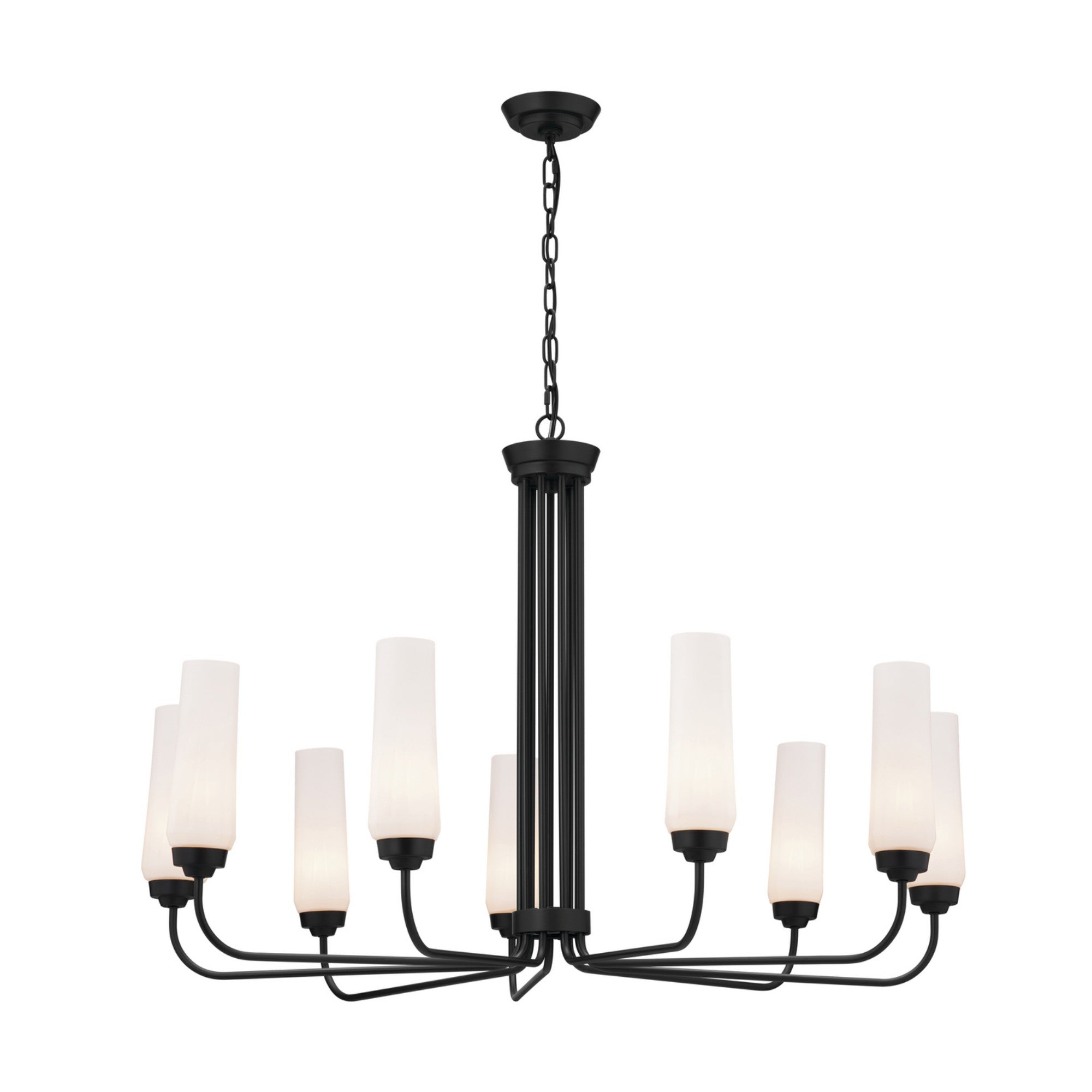 Truby 38" 9-Light Chandelier, Black Finish - Bees Lighting
