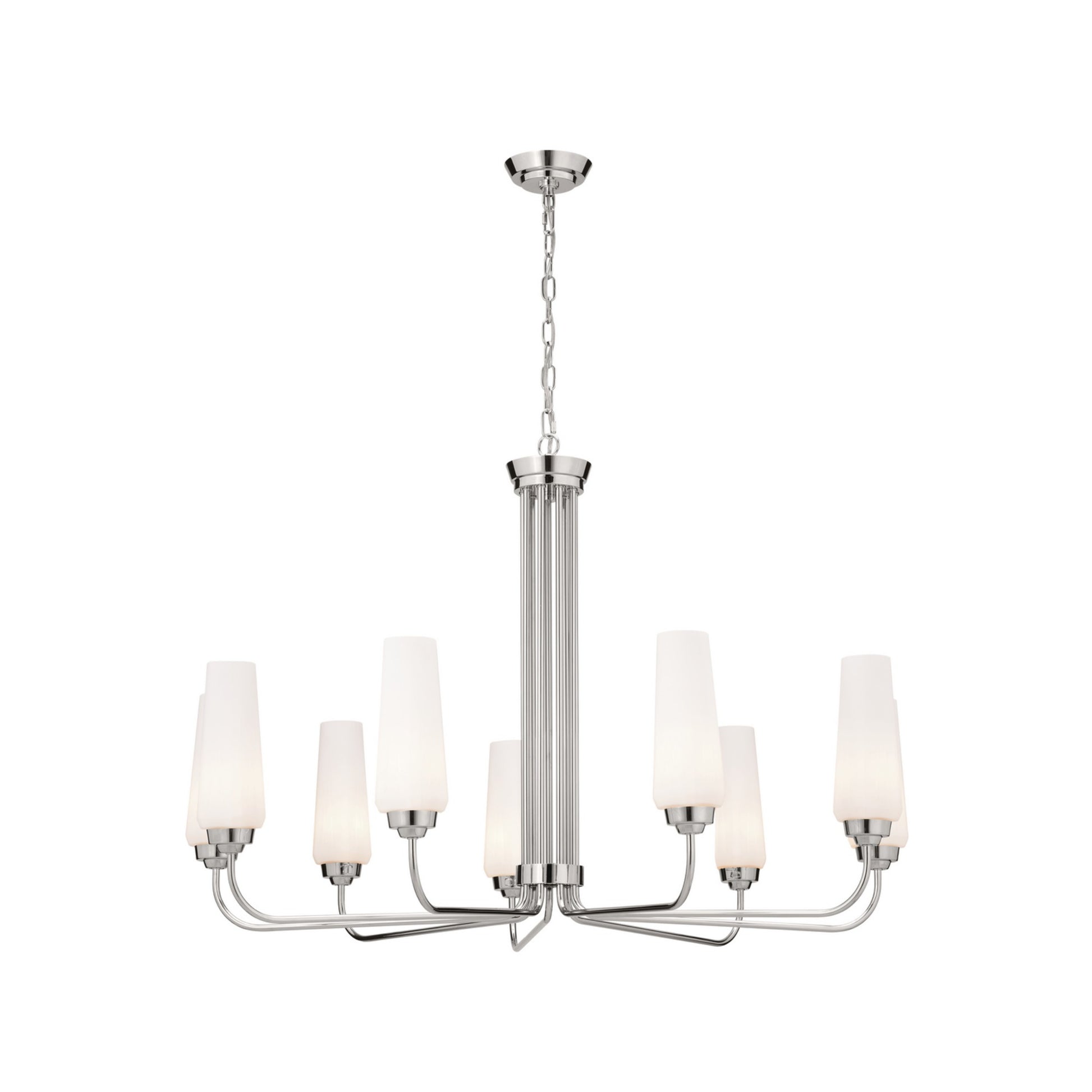 Truby 38" 9-Light Chandelier, Polished Nickel Finish - Bees Lighting