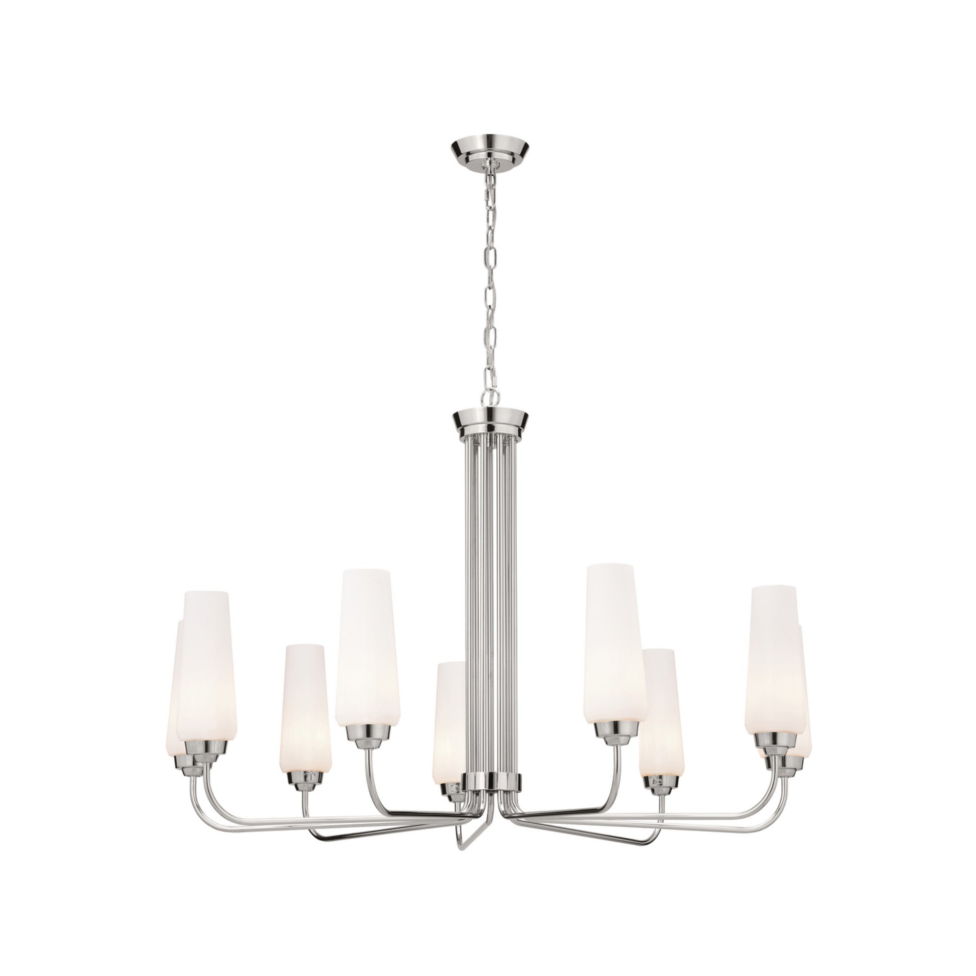 Truby 38" 9-Light Chandelier, Polished Nickel Finish - Bees Lighting