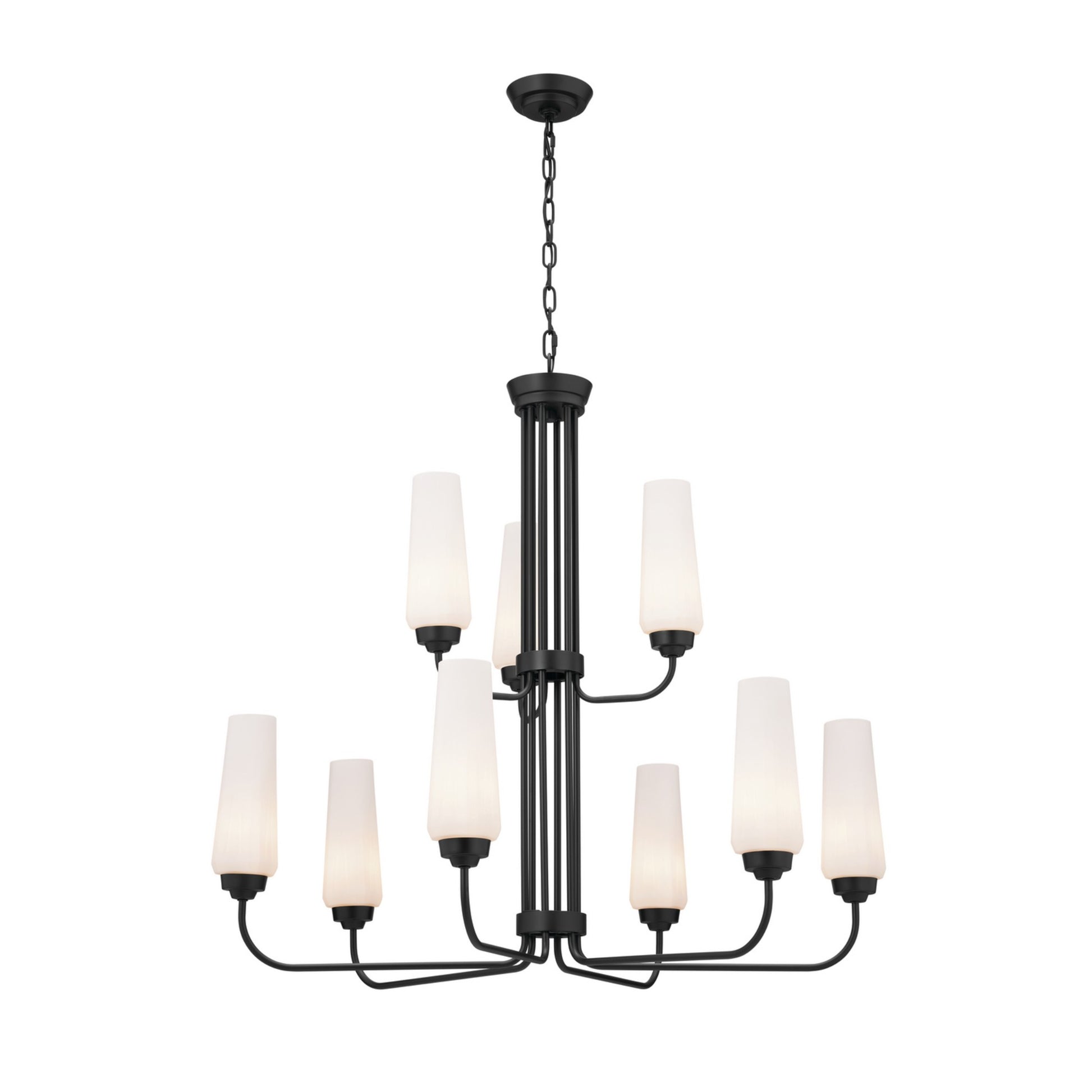Truby 34" 9-Light Chandelier, Black Finish - Bees Lighting