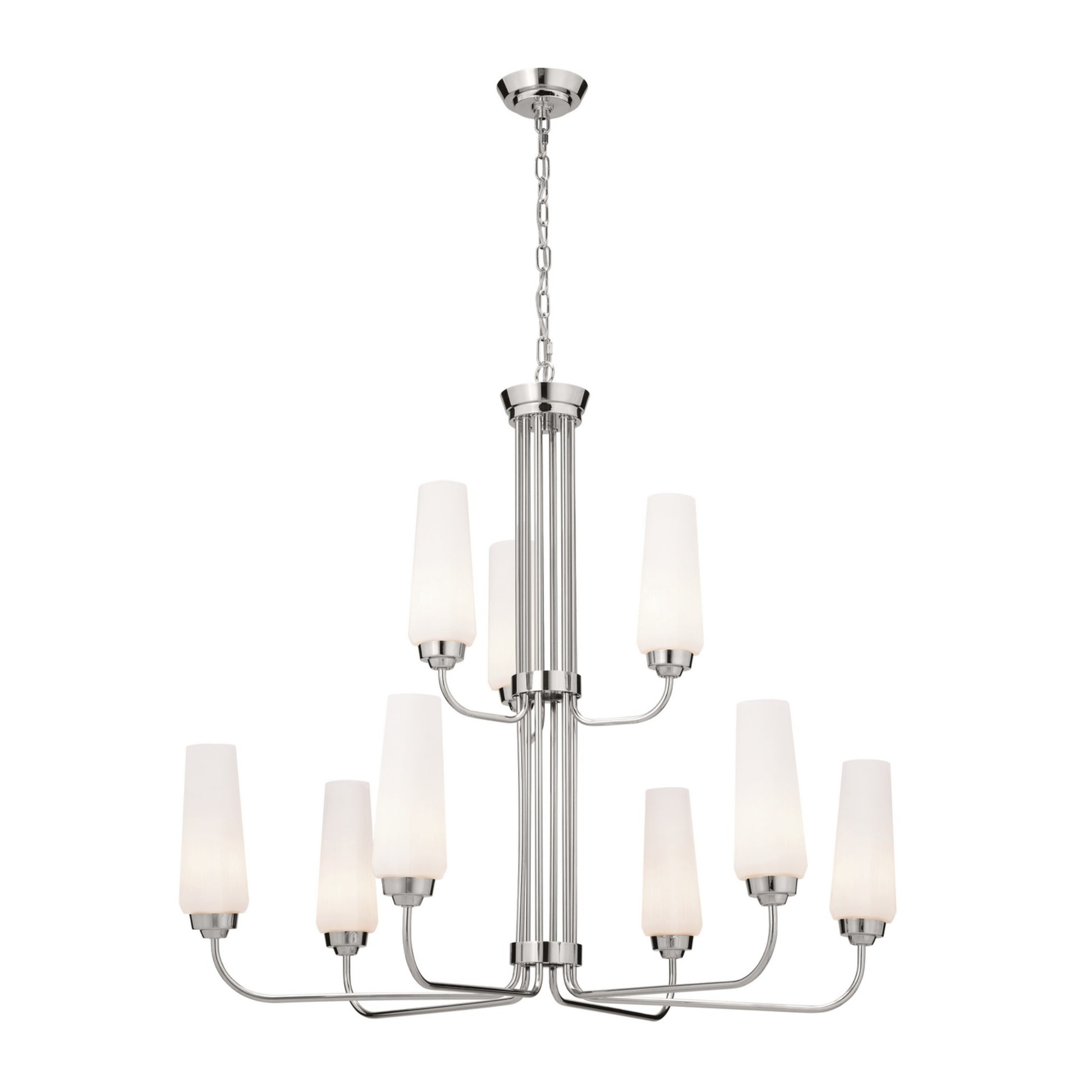 Truby 34" 9-Light Chandelier, Polished Nickel Finish - Bees Lighting