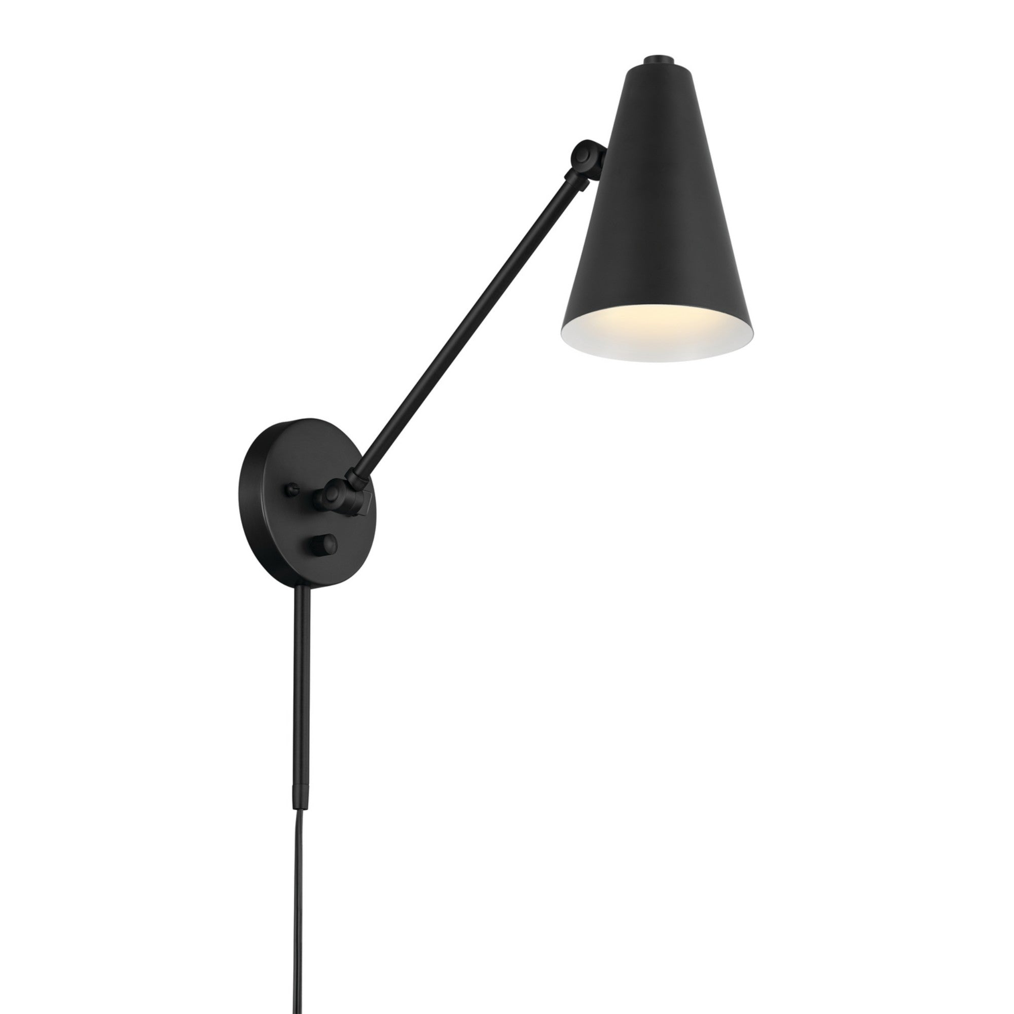 Sylvia 20" 1-Light Swing Arm Wall Sconce, Black Finish