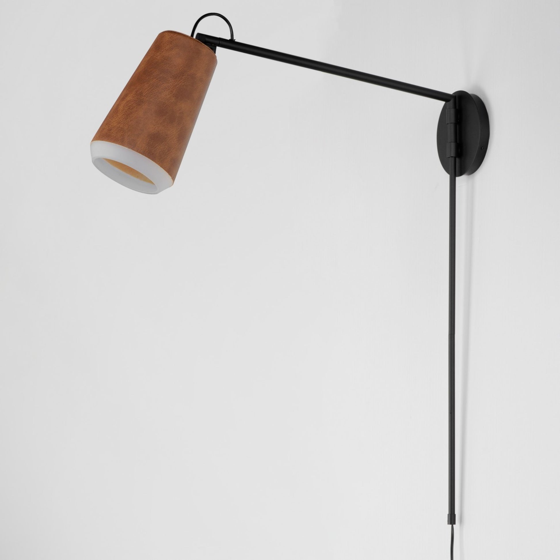 Scout 32" LED Wall Sconce, Weathered Wood & Tan Leather Finish - Bees Lighting