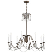 Plumette 36" 8-Light Chandelier, Chestnut Bronze Finish, W/ Crystal - Bees Lighting