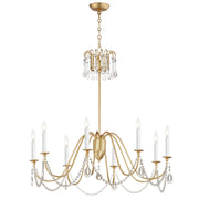 Plumette 36" 8-Light Chandelier, Gold Leaf Finish, W/ Crystal - Bees Lighting
