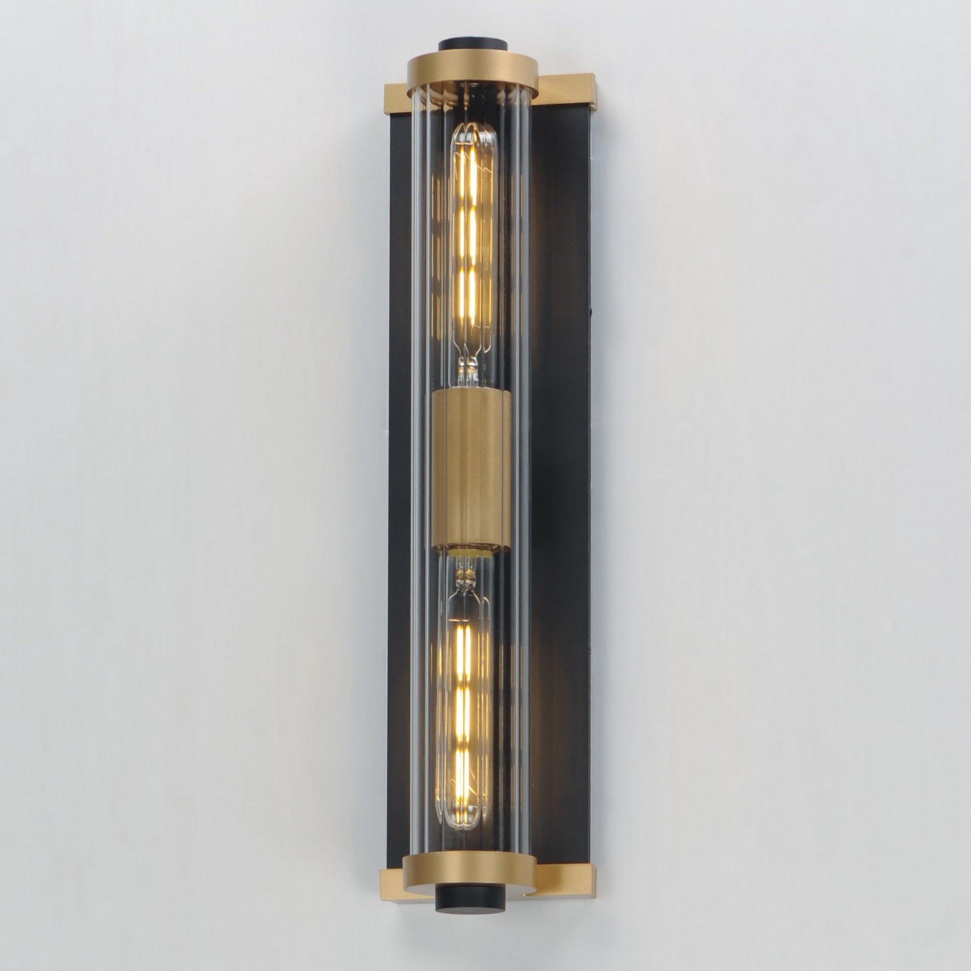 Opulent 20" 2 Lights Outdoor Wall Sconce, Black/Antique Brass - Bees Lighting
