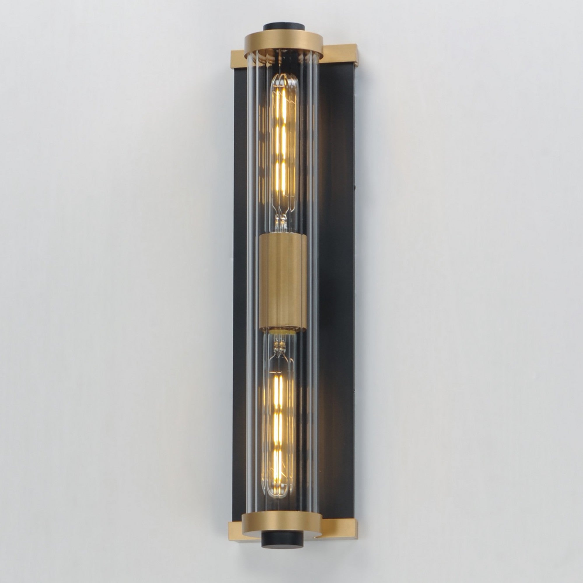 Opulent 20" 2 Lights Outdoor Wall Sconce, Black/Antique Brass - Bees Lighting