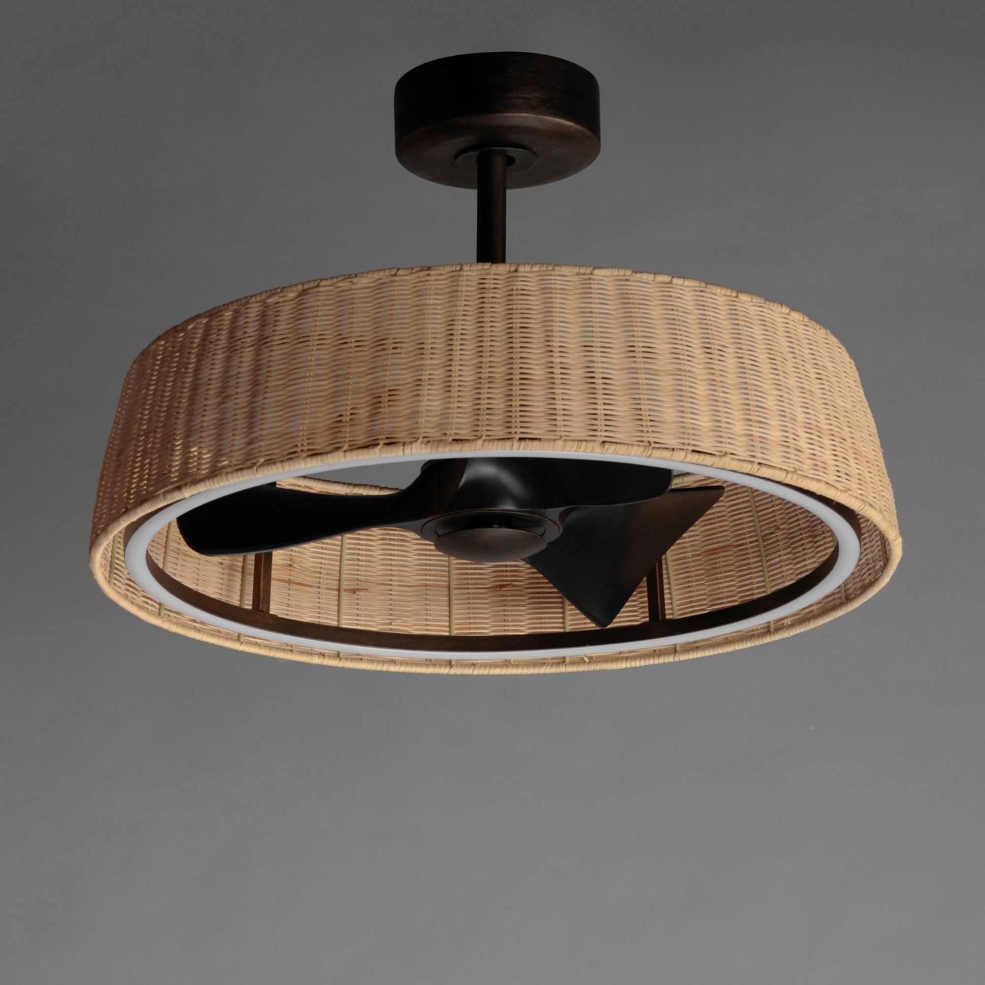 Tulum 29" Wifi-Enabled LED Fandelight Dark Bronze with Natural Rattan Finish - Bees Lighting
