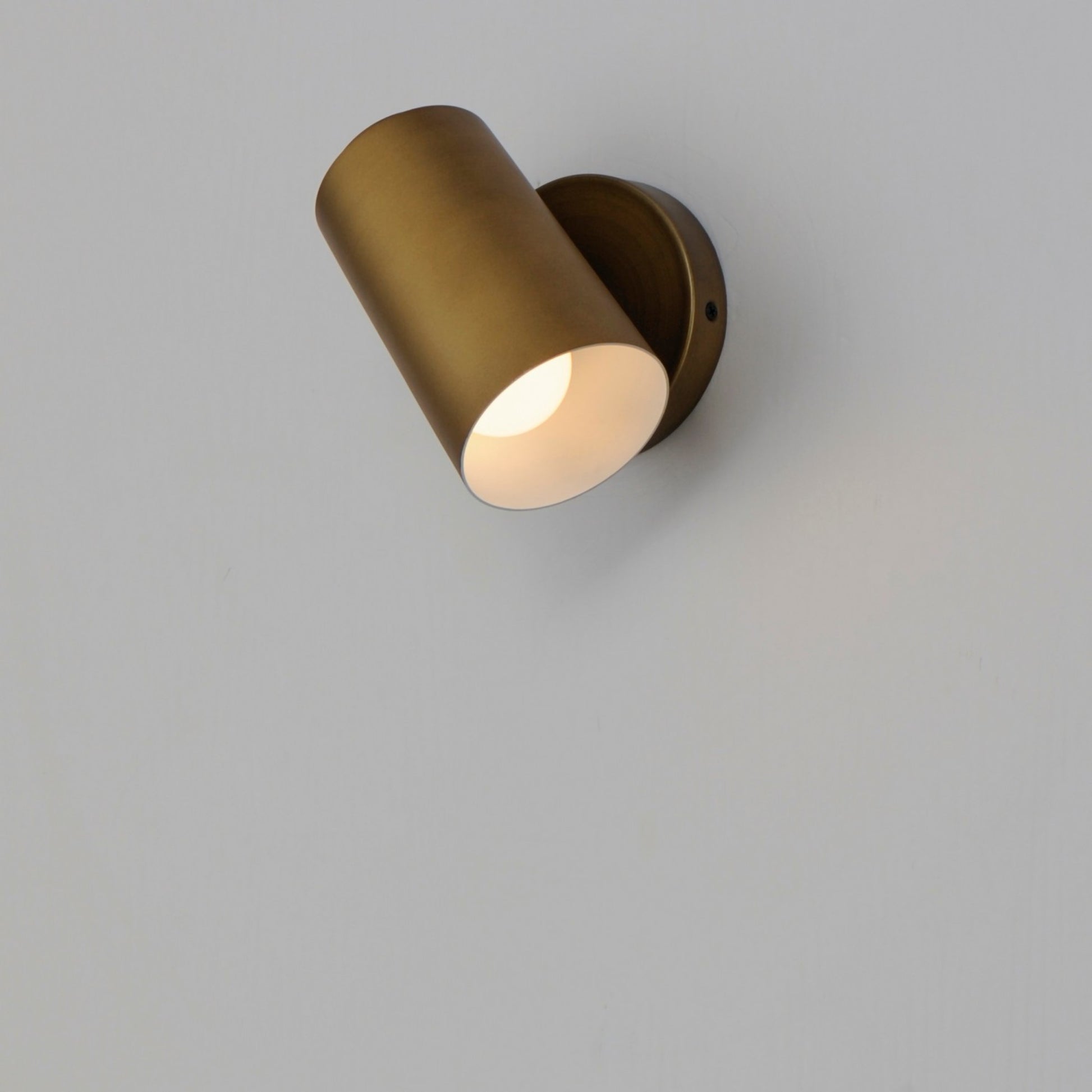 Spot Light 7" LED Outdoor Wall Sconce, Natural Aged Brass Finish, Cylinder - Bees Lighting