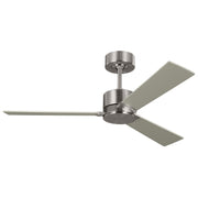 Rozzen 44 Inch Brushed Steel Ceiling Fan with Remote, Reversible Silver and Walnut Blades - Bees Lighting