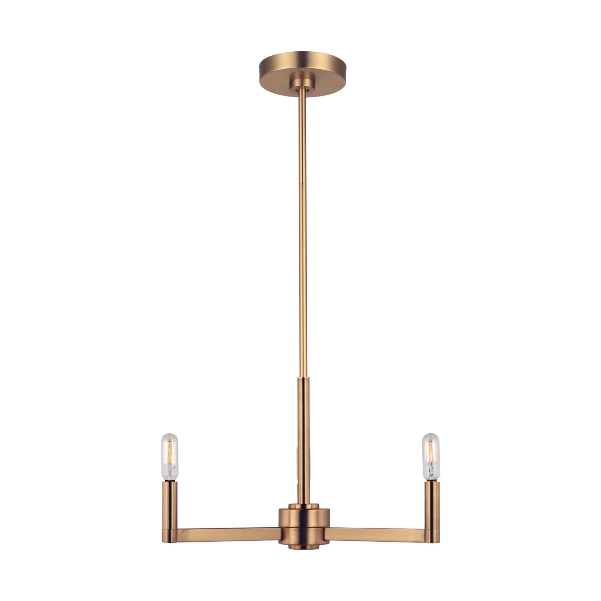 Fullton 10" 3-Light Chandelier, Satin Brass Finish - Bees Lighting