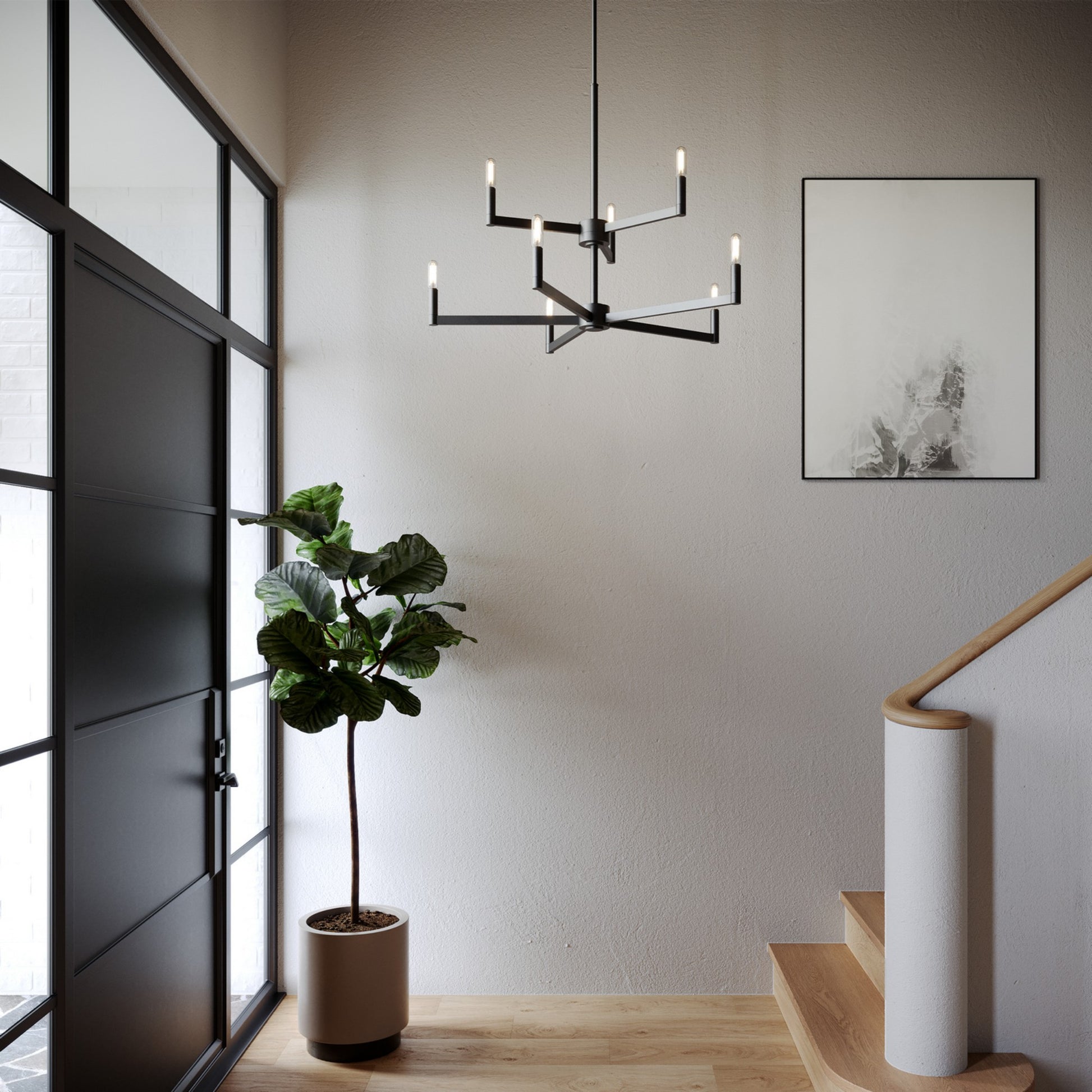 Fullton 30" 9-Light Chandelier, Midnight Black Finish - Bees Lighting