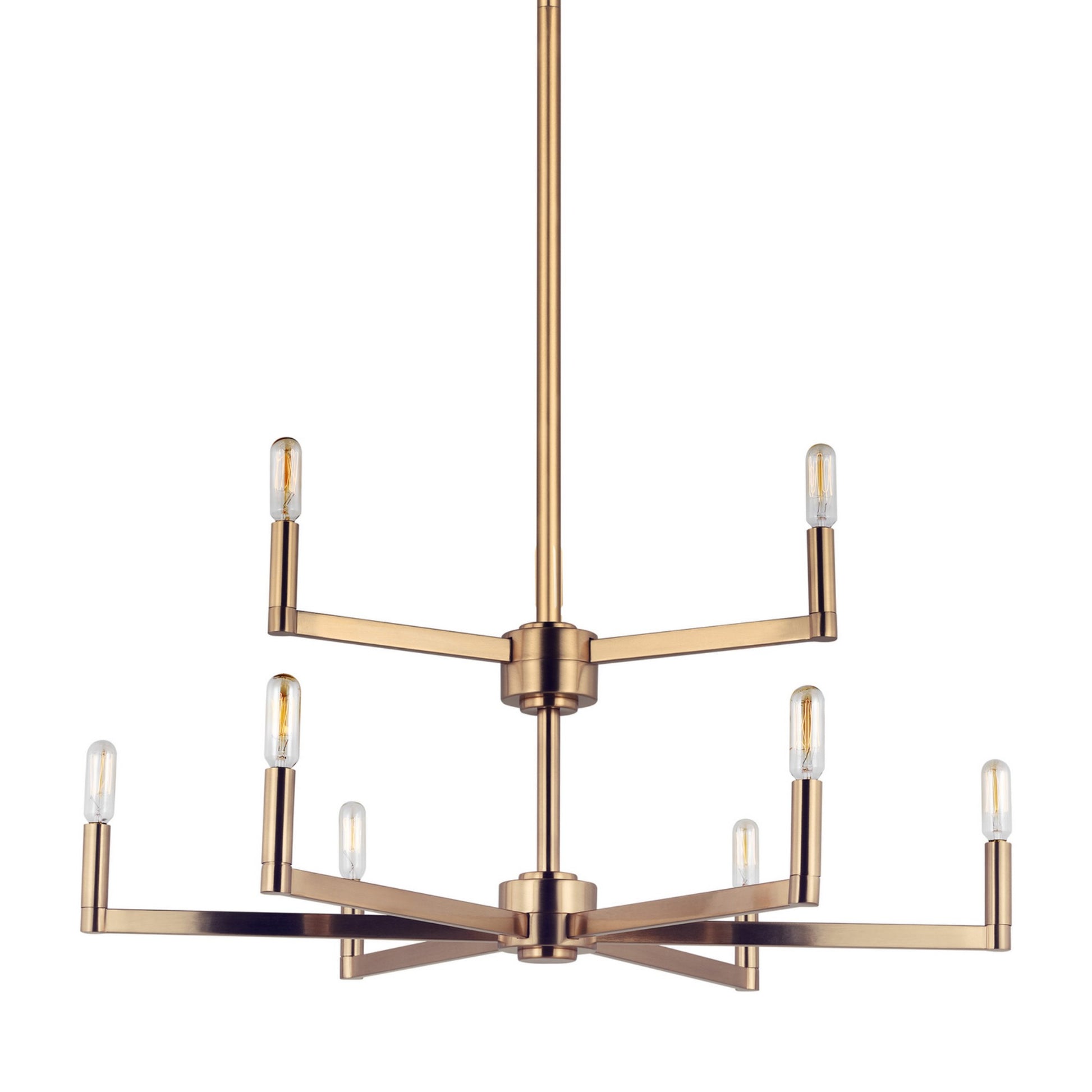 Fullton 30" 9-Light Chandelier, Satin Brass Finish - Bees Lighting
