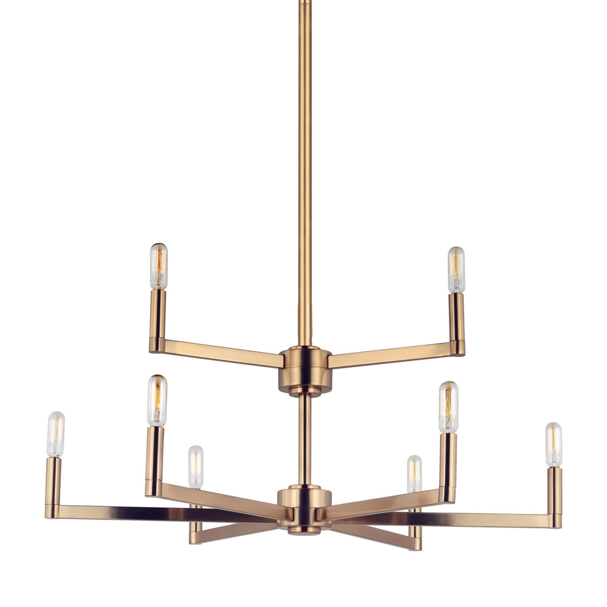 Fullton 30" 9-Light Chandelier, Satin Brass Finish - Bees Lighting