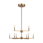 Fullton 30" 9-Light Chandelier, Satin Brass Finish - Bees Lighting