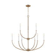 Greenwich 34" 9-Light Chandelier, Satin Brass Finish - Bees Lighting