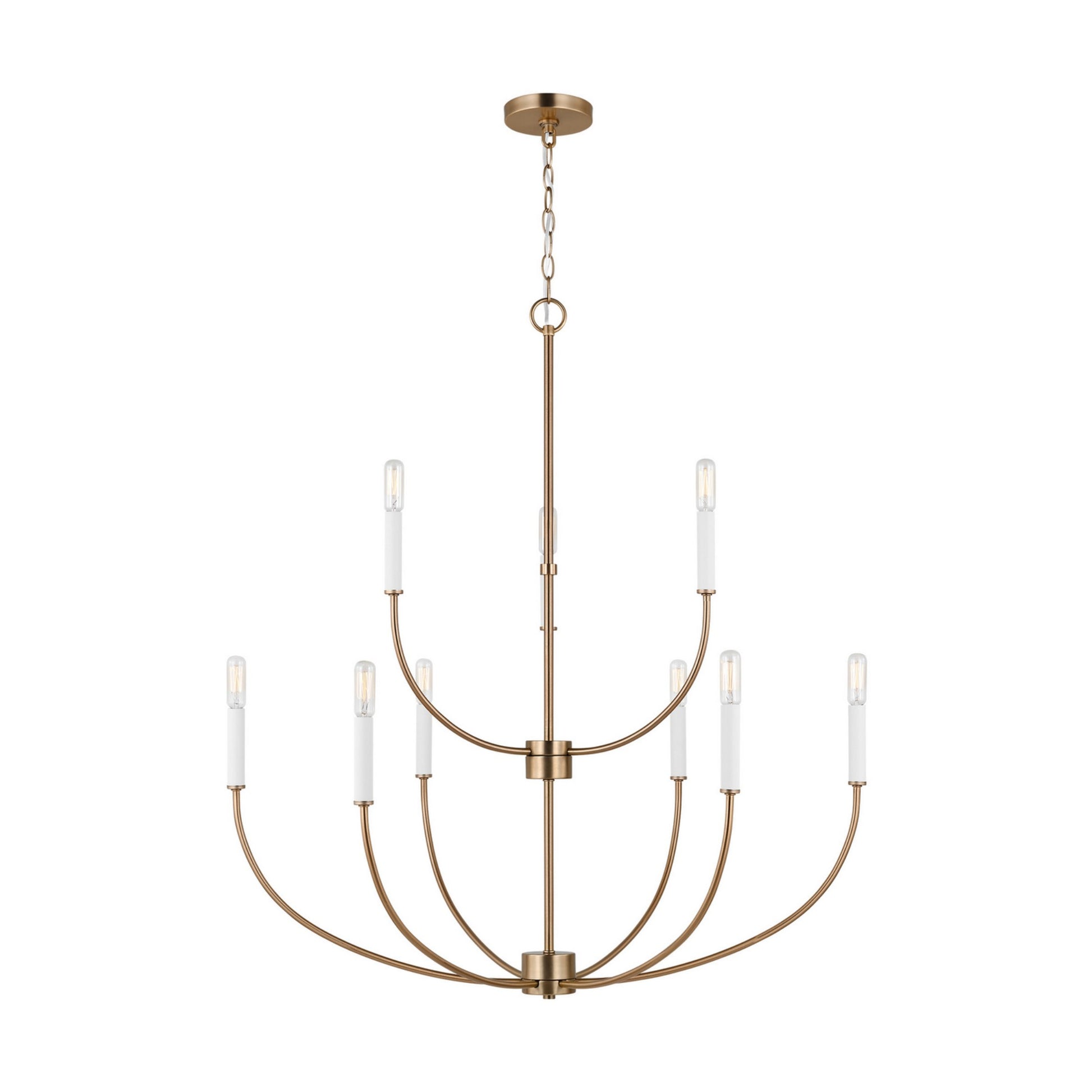 Greenwich 34" 9-Light Chandelier, Satin Brass Finish - Bees Lighting