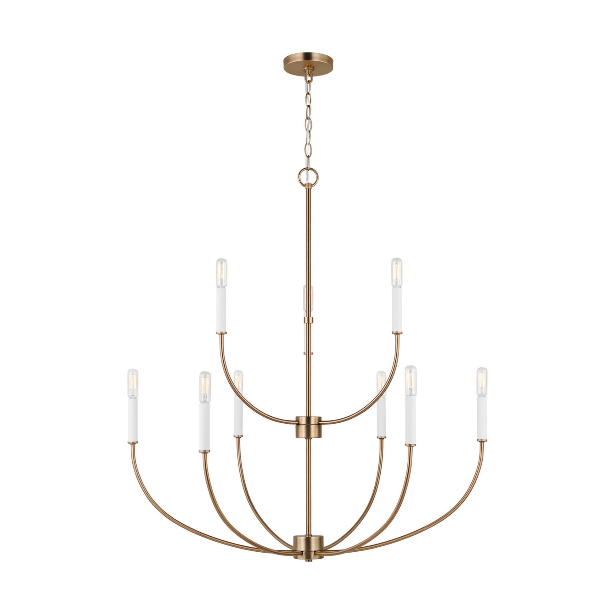 Greenwich 34" 9-Light Chandelier, Satin Brass Finish - Bees Lighting