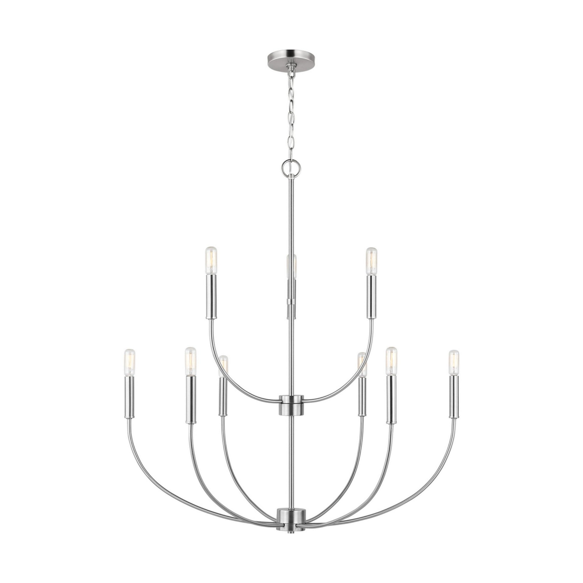 Greenwich 34" 9-Light Chandelier, Brushed Nickel Finish - Bees Lighting