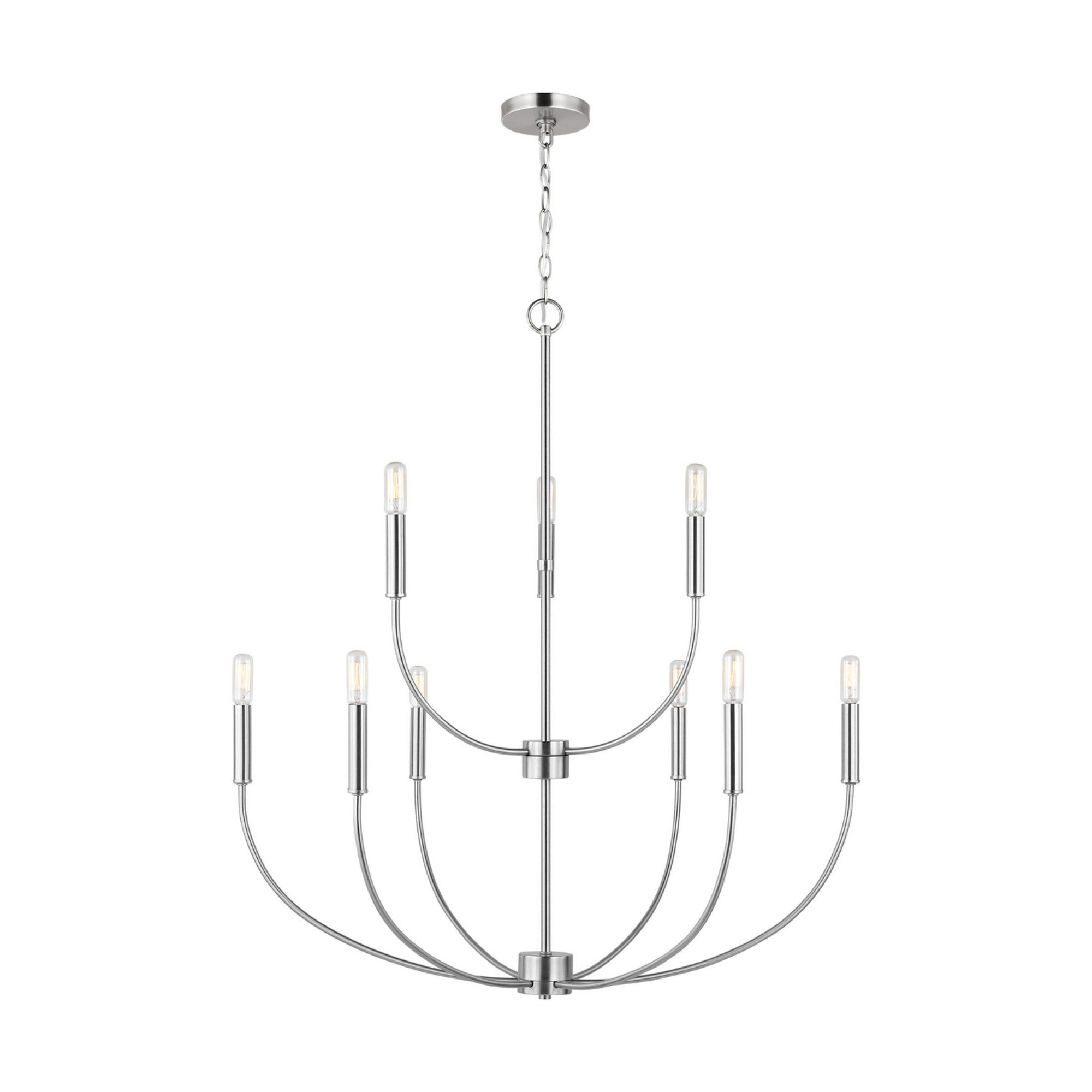 Greenwich 34" 9-Light Chandelier, Brushed Nickel Finish - Bees Lighting