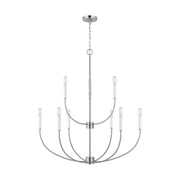 Greenwich 34" 9-Light LED Chandelier, Brushed Nickel Finish - Bees Lighting